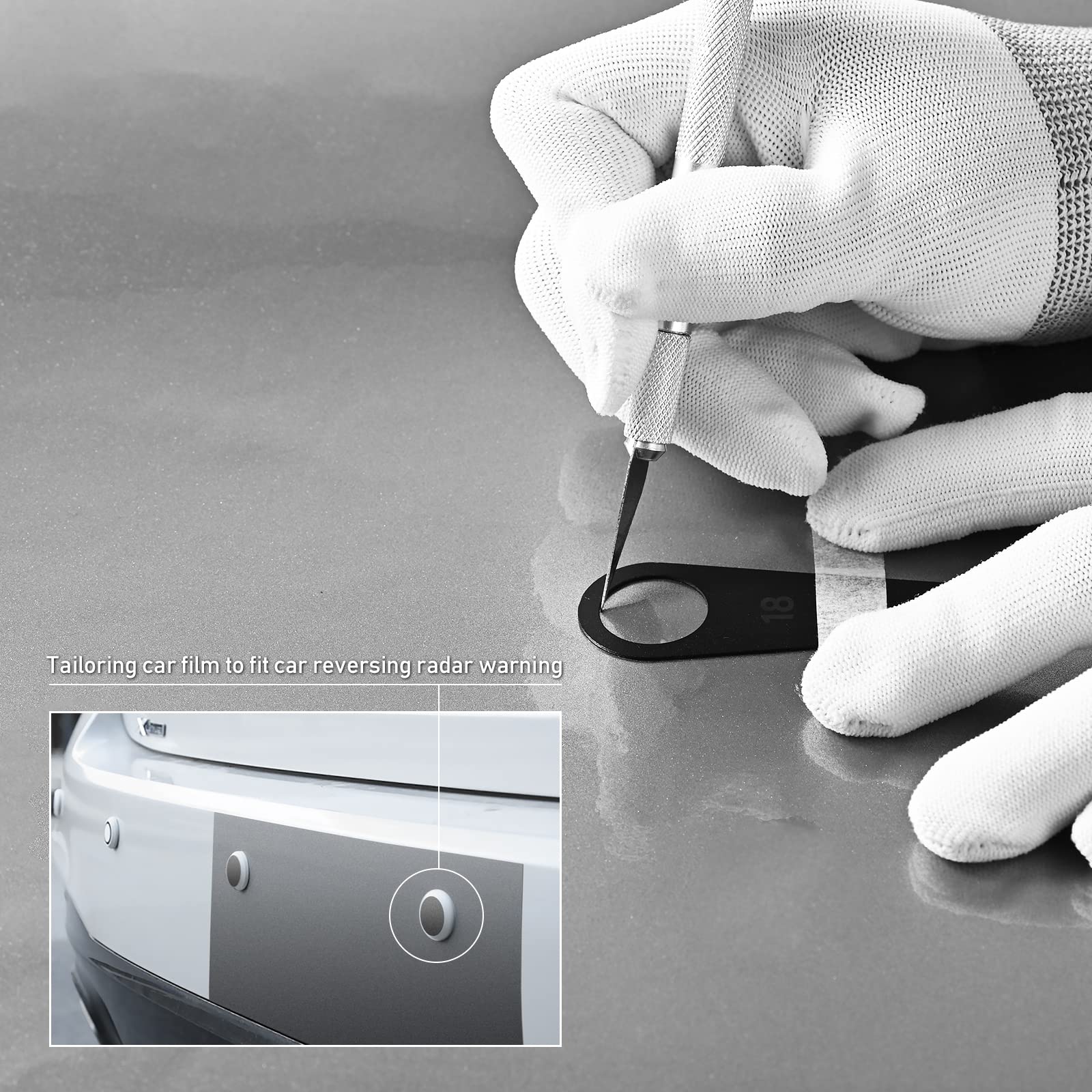 Newishtool Vinyl Wrap Film Precise Hole Cutting Circle Template Measuring Tool Car Wrap Tool Sensor Circular Cutter Template 13M