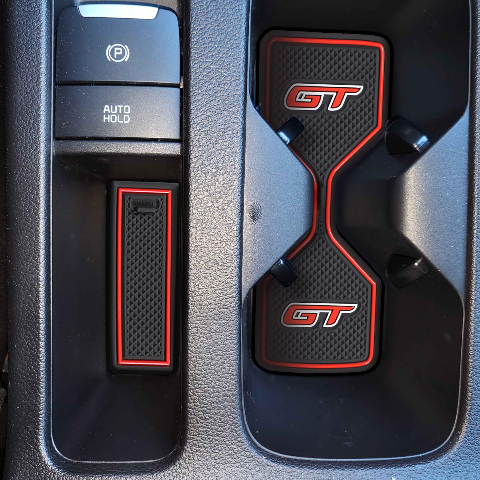 Center Console Liner Compatible With Kia Forte Gt/Gt-Line 2022 2023 2024 Center Console Liner Cup Holders Non-Slip Pad Inserts Accessories (Red)