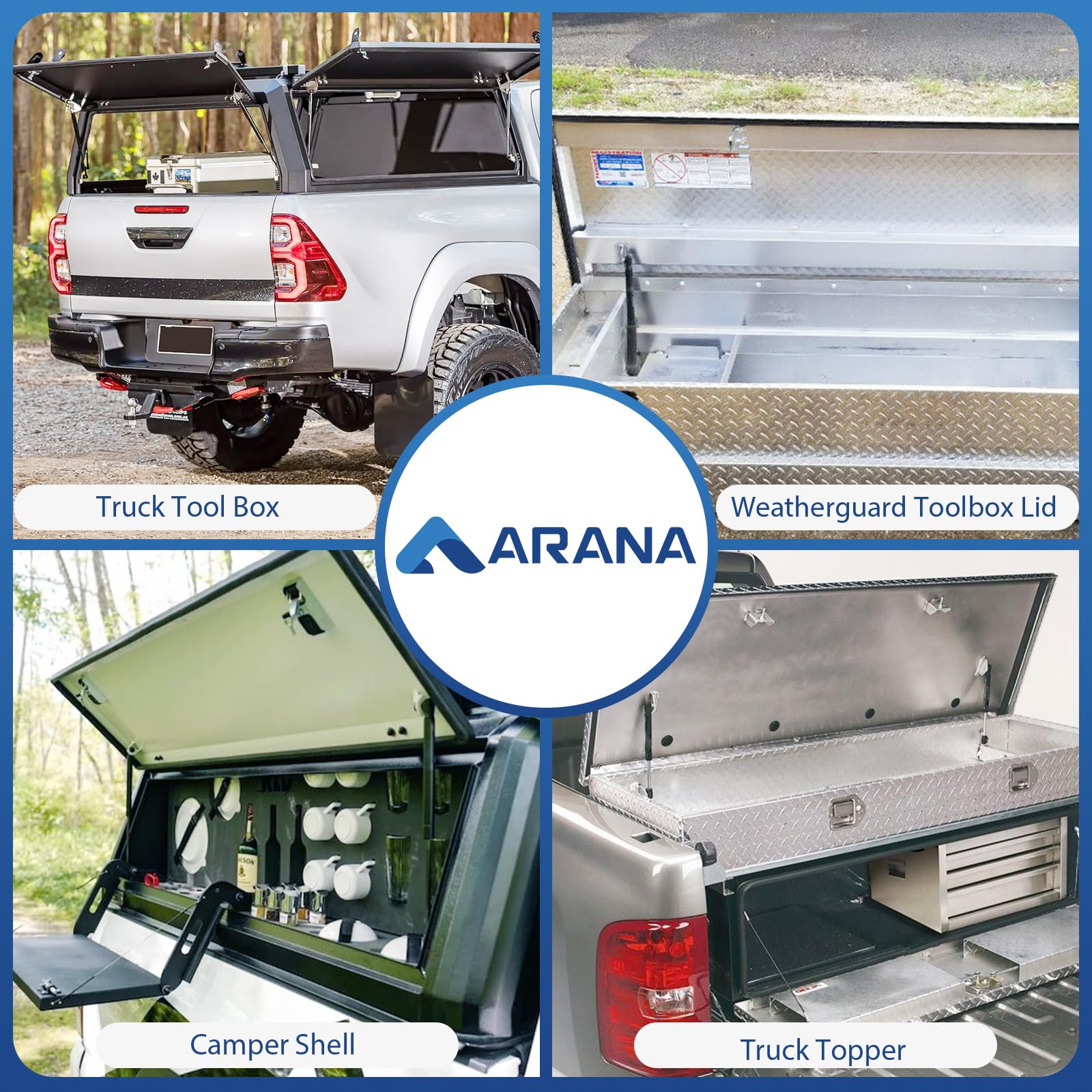 Arana C1611028 12 Inch Gas Struts Spring Lift Support 12 '' 40Lb 180N Shocks For Truck Weatherguard Tool Box Lid Leer Camper She
