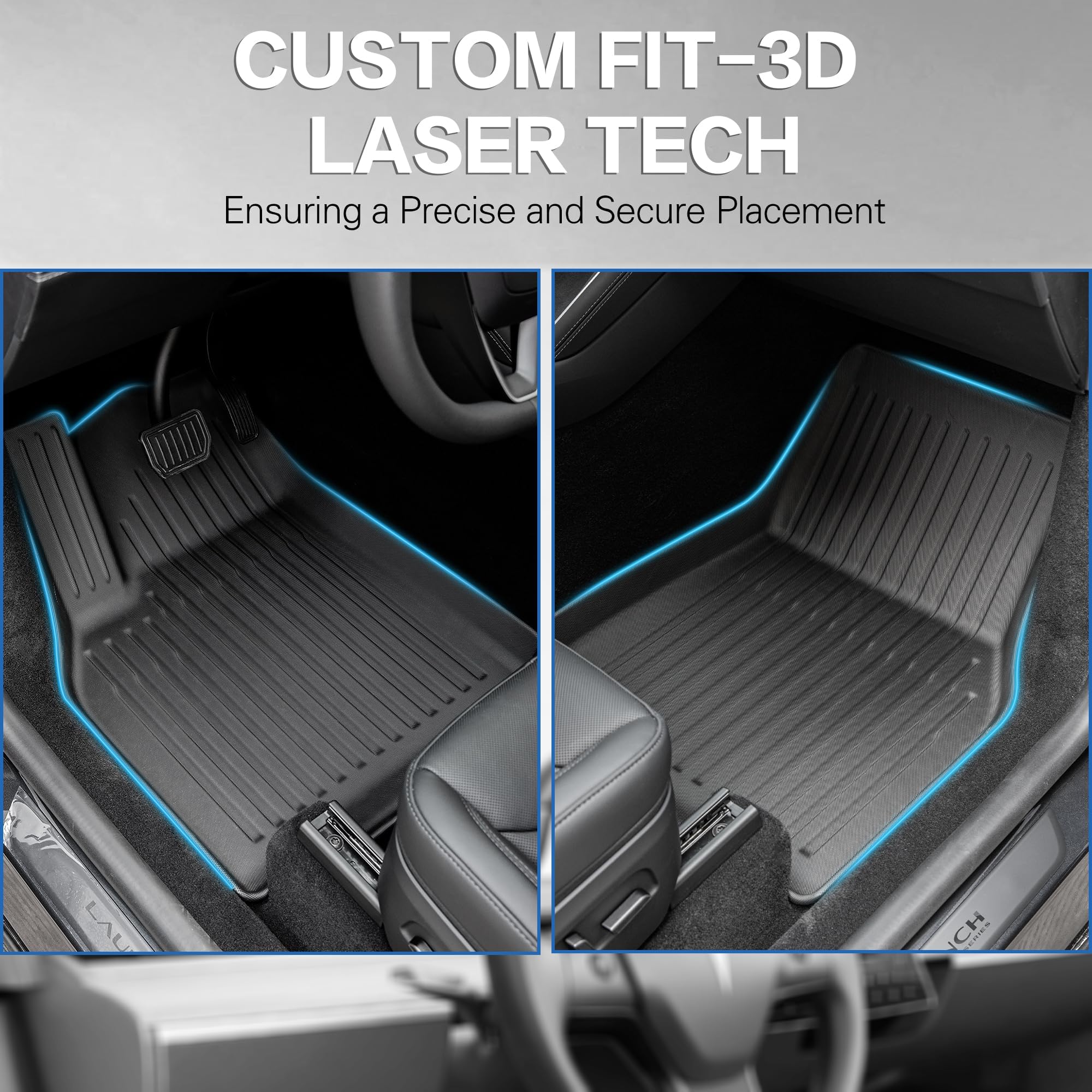 Weize New 2025 Tesla Model Y Juniper Floor Mats And Cargo Liners 5-Seat All Weather Non-Slip Floor Liners And Cargo Trunk Mats A