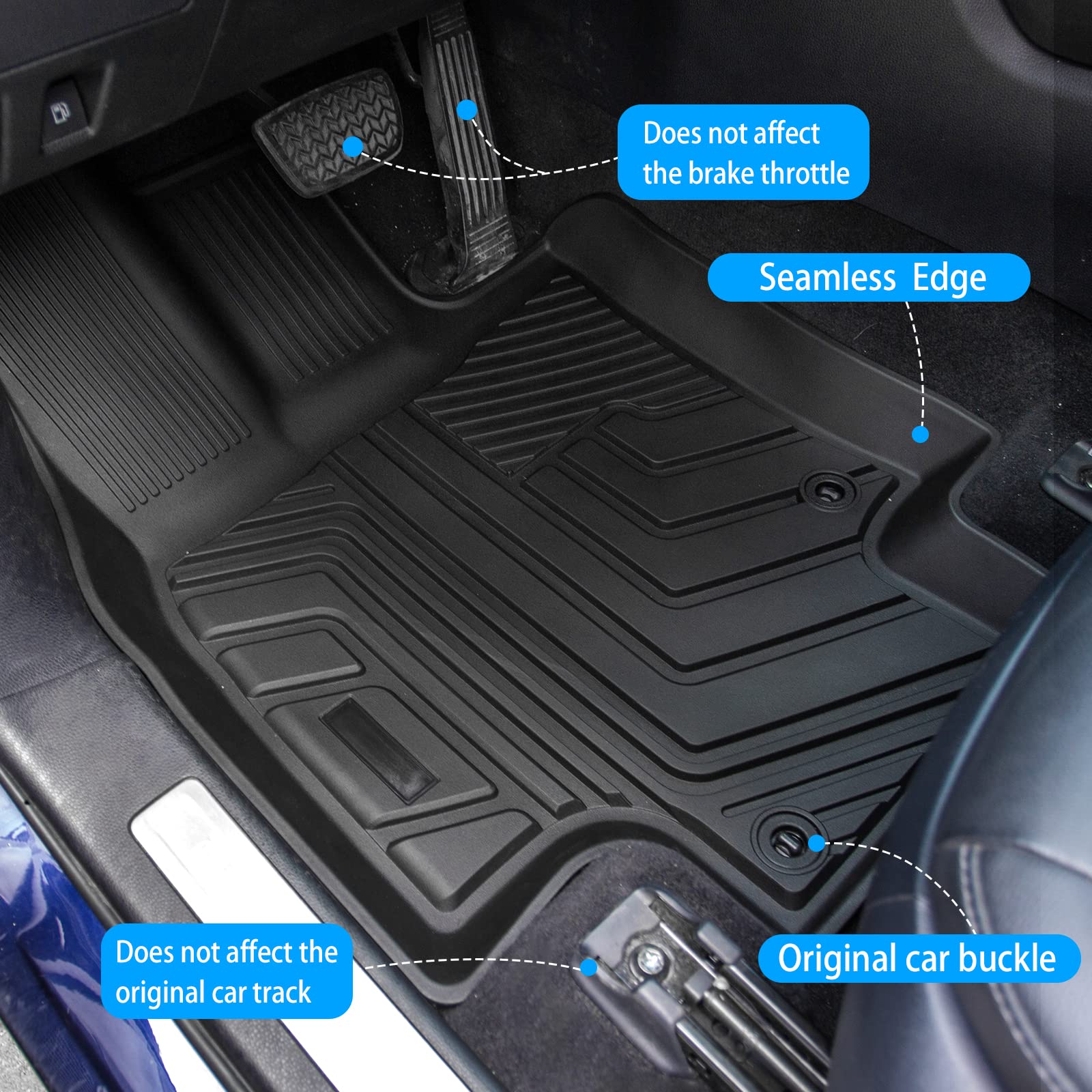 Bomely Floor Mats Compatible With 2020-2024 2025 Toyota Highlander 3 Row Liner Tpe All Weather 2024 7 Seats Highlander Accessori