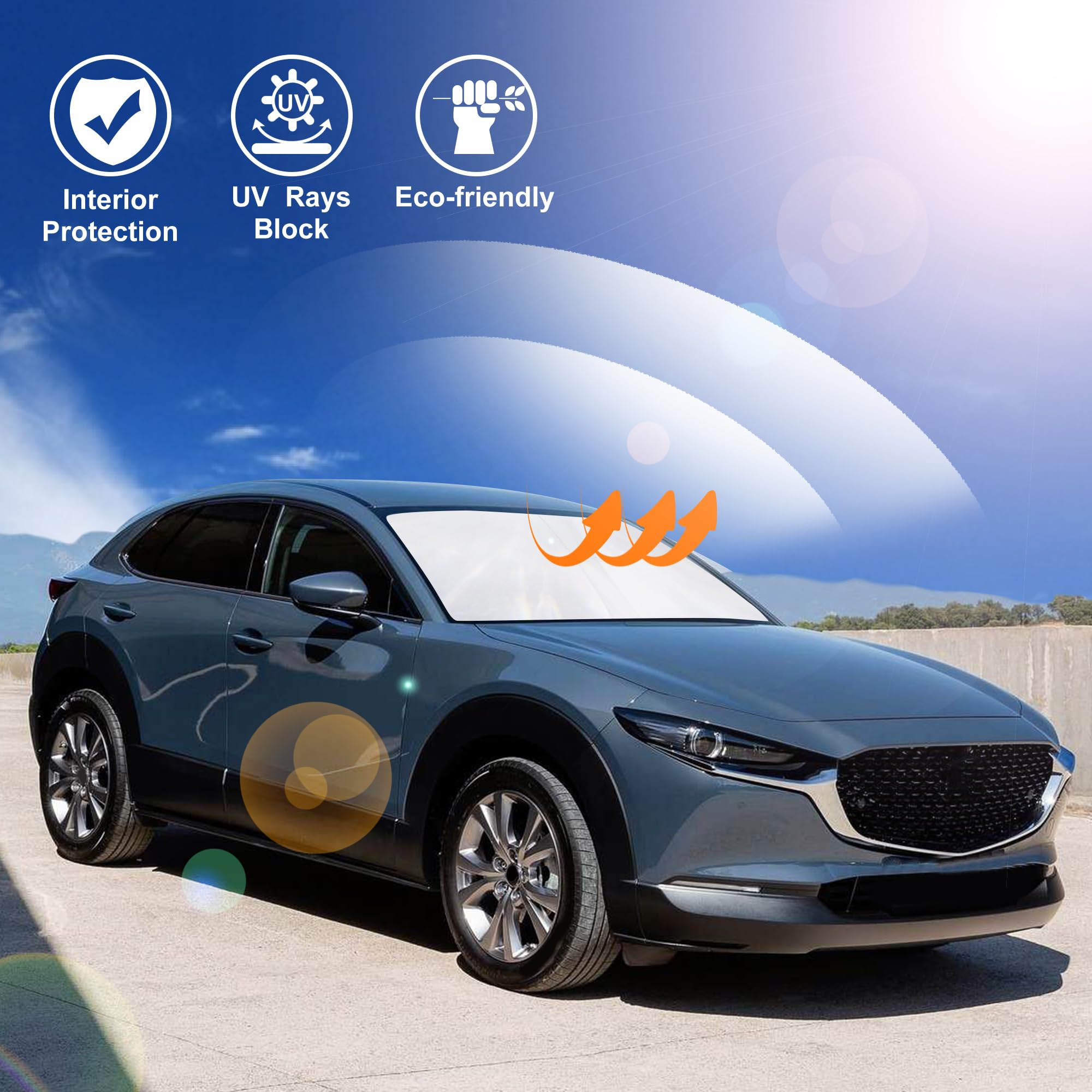Windshield Sun Shade Compatible With Mazda Cx-30 2019-2024 2025 Cx30 Accessories Foldable Sun Visor Protector Sunshade Blocks Ra
