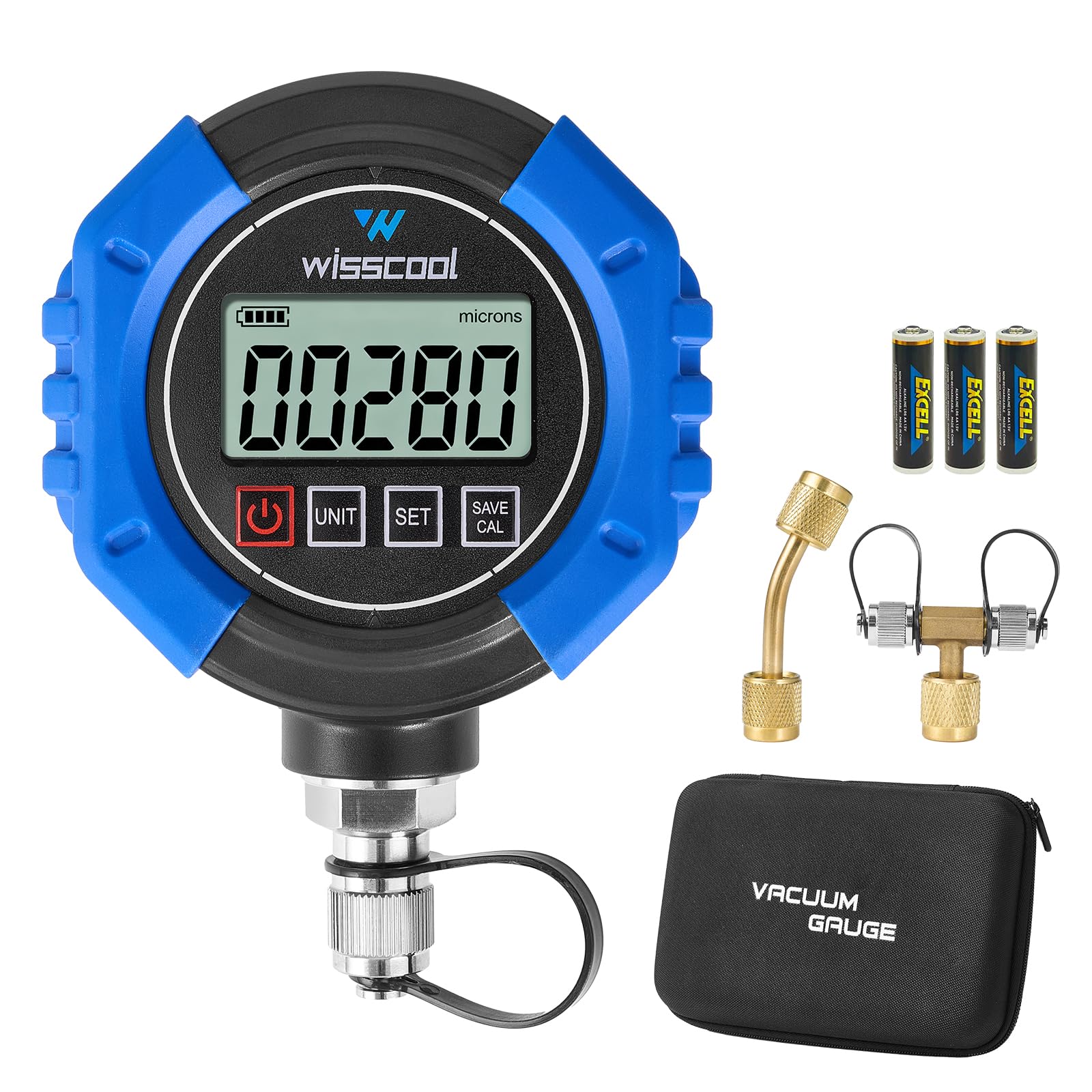 WISSCOOL Digital Vacuum Gauge, HVAC Micron Gauge Tester, HVAC Vacuum Pressure Gauge, 0-75,000 Microns, 7/16-20 UNF, 4 Units(Micr
