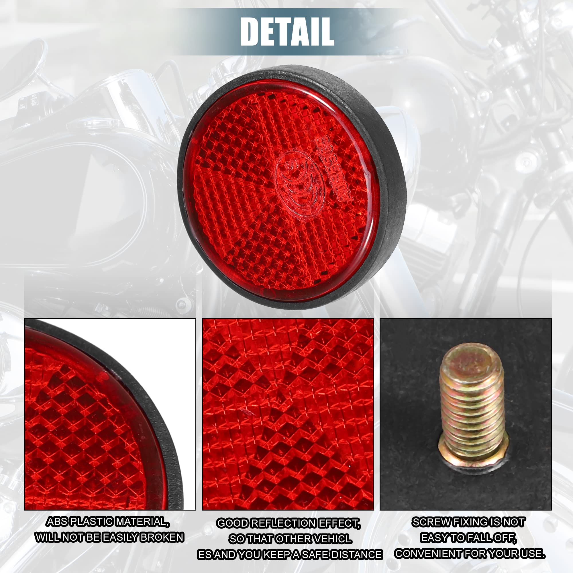 X Autohaux 8 Pcs Round Rear Reflectors Screw On Safety Spoke Reflective Gate Posts Reflector For Cars Trailer Motorcycle Trucks Boat Bicycle Bike 44Mm Red
