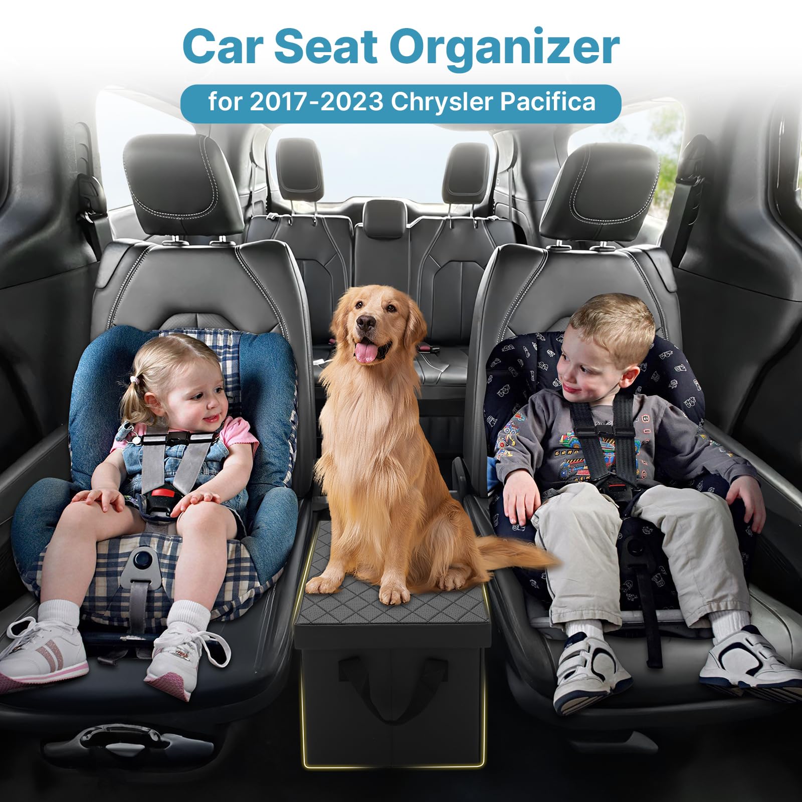 Mixsuper Liner Car Seat Organizer for Chrysler Pacifica 2017-2026, Black Cardboard Console & Backseat Storage for Toys & Supplies