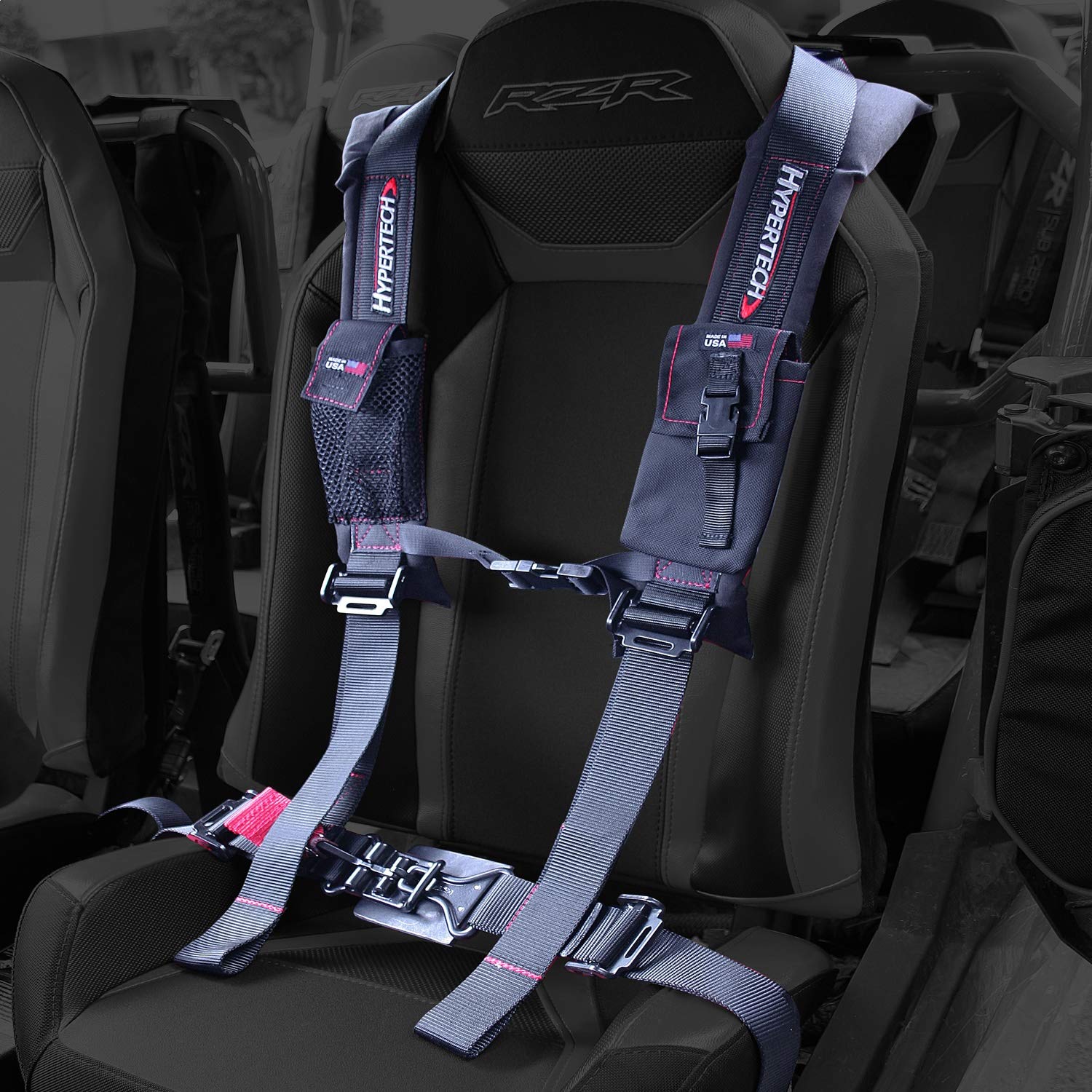 Hypertech 3001003 Utv 4-Point Safety Harness, 2' Black Nylon Straps