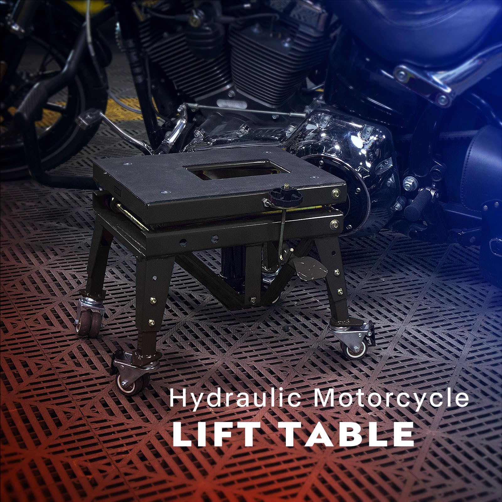 VIVOHOME Hydraulic Motorcycle Lift Jack Table - 350 lbs Capacity, 11.4x15x33.4 inches, Iron, Black, Model VH1225