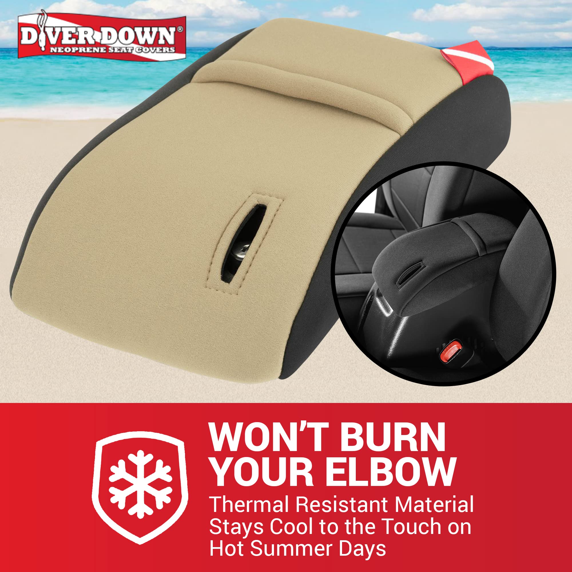 Diver Down Neoprene Center Console Cover - Fits Jeep 1997-2006 Tj Wrangler - Cushioned Armrest Cover - Doesn'T Burn Your Elbow - Tight Custom Fit - Comfortable Foam Armrest Pad (01-06 Red)