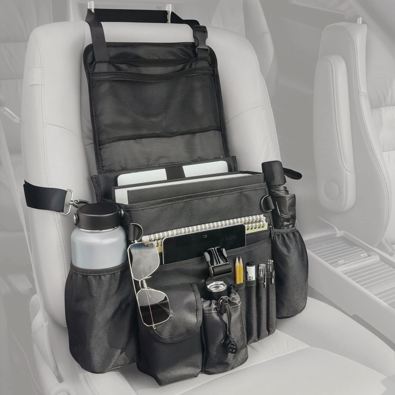FifthQuarter Car Organizer Front Seat: Portable Large Capacity Car Organizers and Storage With Laptop Storage Adjustable Strap S