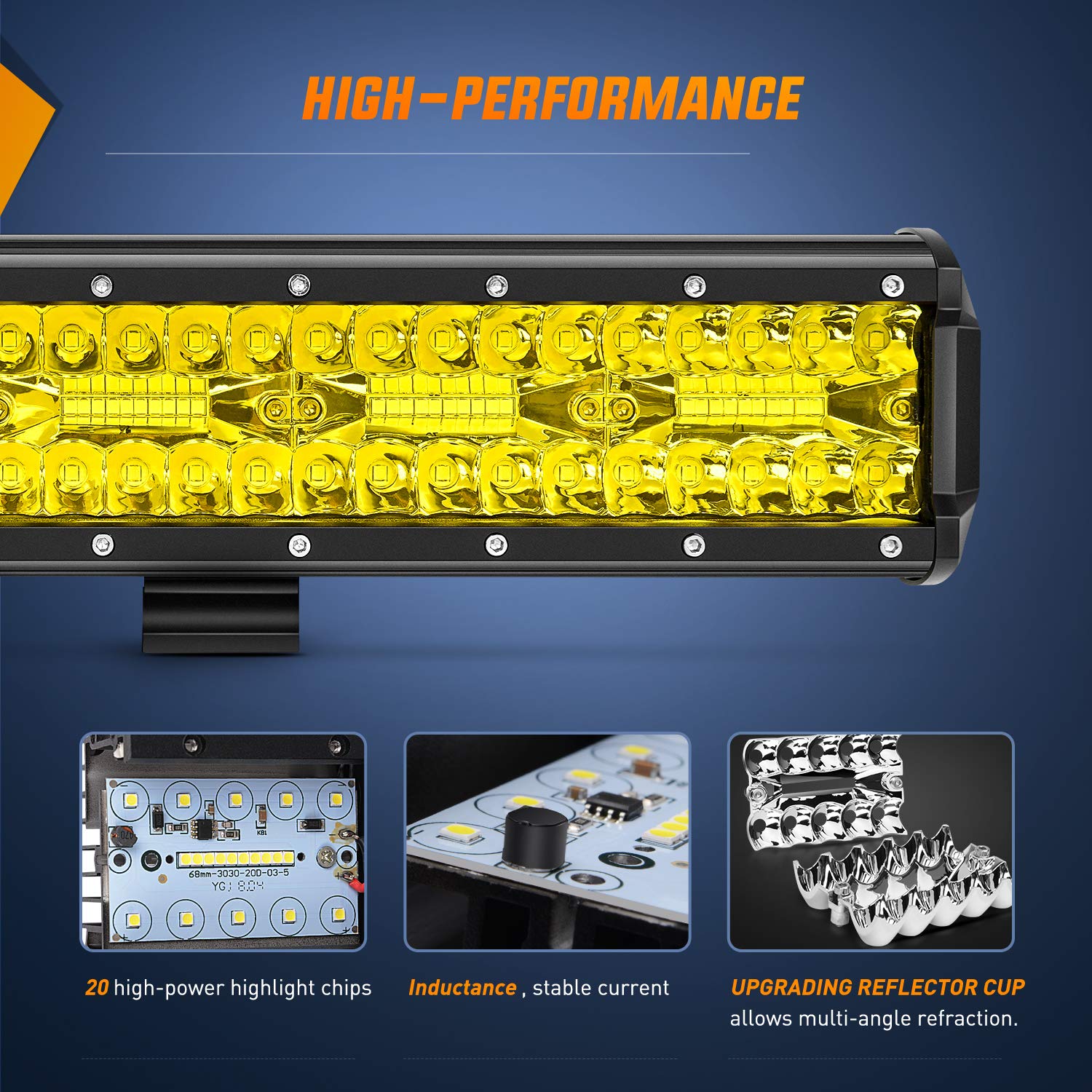 Nilight 18033C-A 12 Inch 240W Amber LED Light Bar - Triple Row Spot & Flood Combo for Trucks, 30000LM, Aluminum Alloy