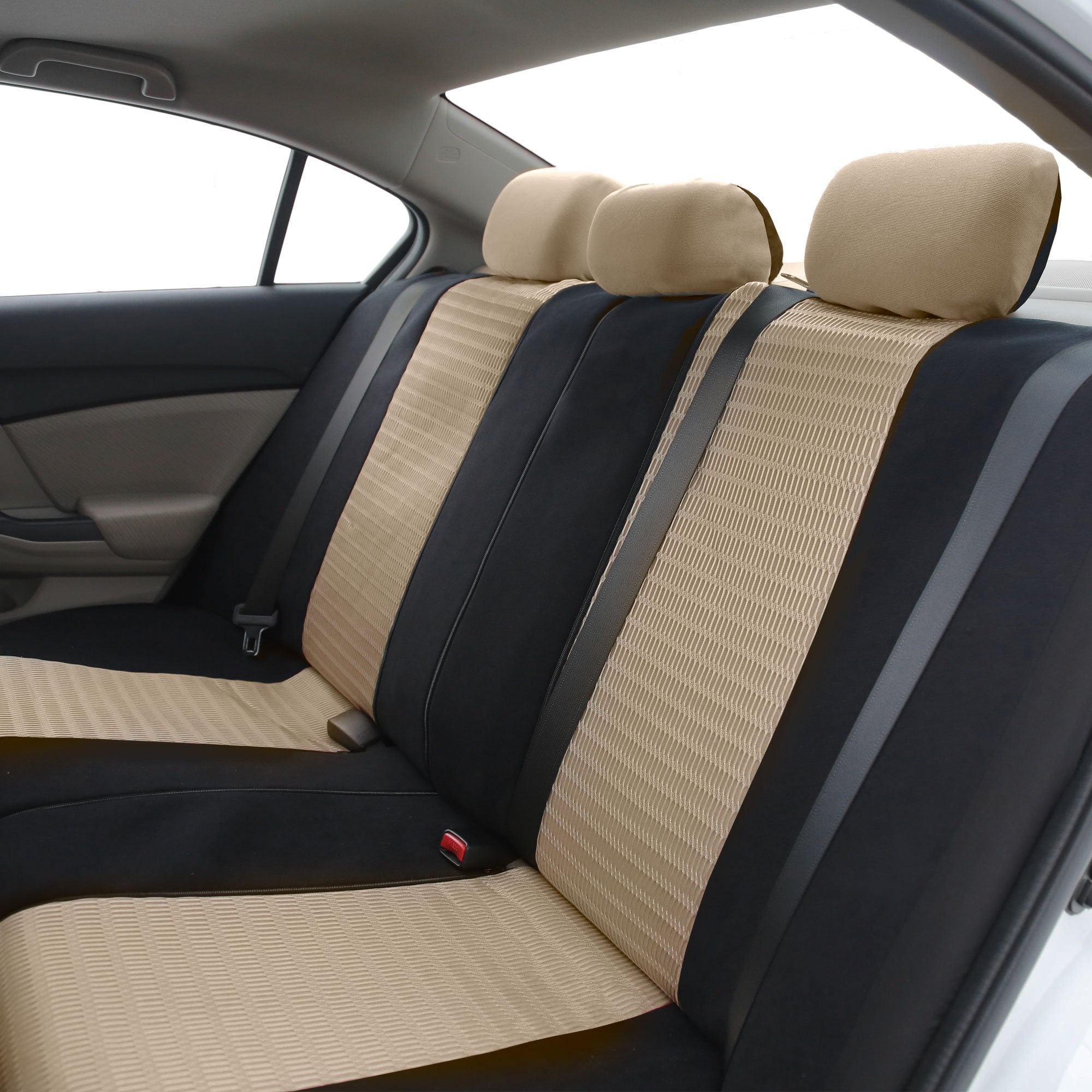 Fh Group Automotive Seat Cover Trendy Elegance For Back Seat Begie Car Interior Accessories For Suv, Sedan & Van Universal Fit C