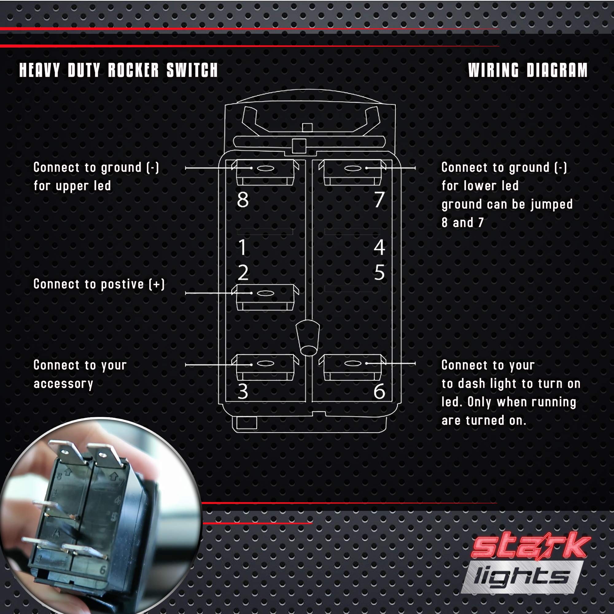 Cargo Lights - Blue - Stark 5-Pin Laser Etched Led Rocker Switch Dual Light - 20A 12V On/Off