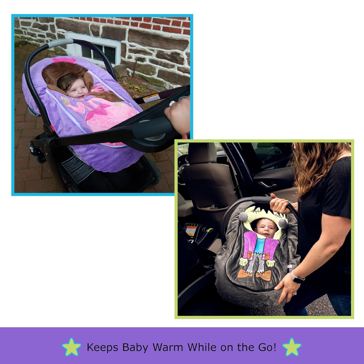 Car Seat Cuties, Baby Car Seat Cover, Stretchy Universal Fit Infant Car Seat Carrier Cover for Baby Boys and Girls, Soft & Warm Baby Blanket Style Car Seat Cover, Infant Costume