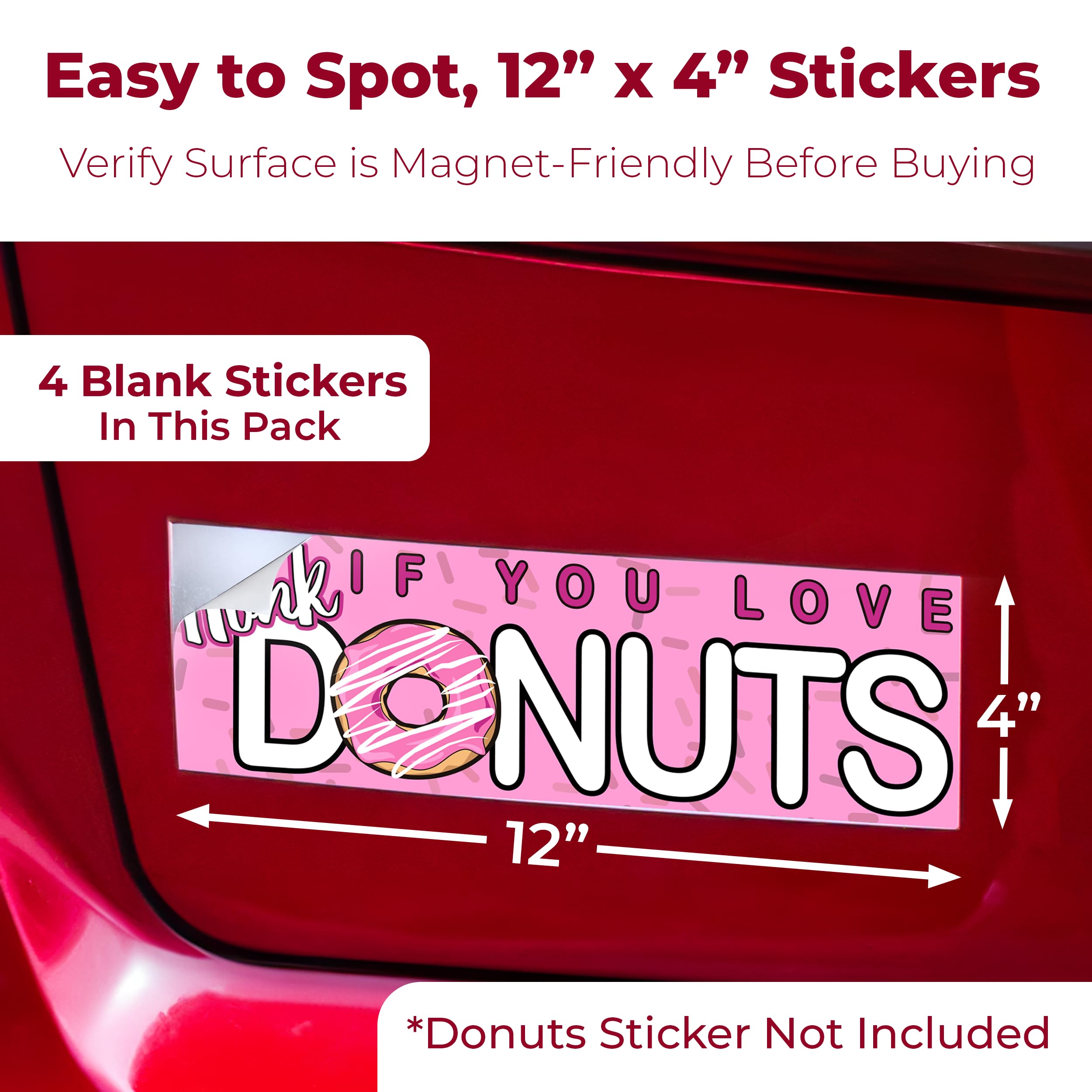 CarSignia Cut-to-Size Magnetic Bumper Sticker Kit, 4 Pack, Durable Alloy Steel, Weatherproof, White, Easy Swap Flexible Sheets