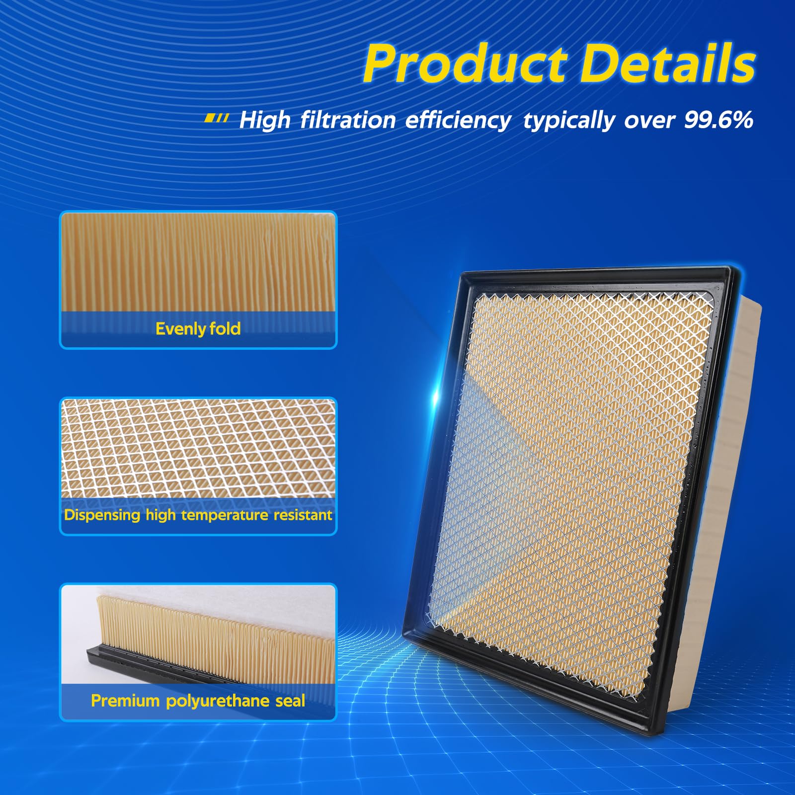 Engine Air Filter For Ca11895, Fits 2016-2022 Tacoma 3.5L, 2013-2021 Tundra 5.7L, 2013-2019 Tundra 4.6L, 2014-2022 Sequoia 5.7L