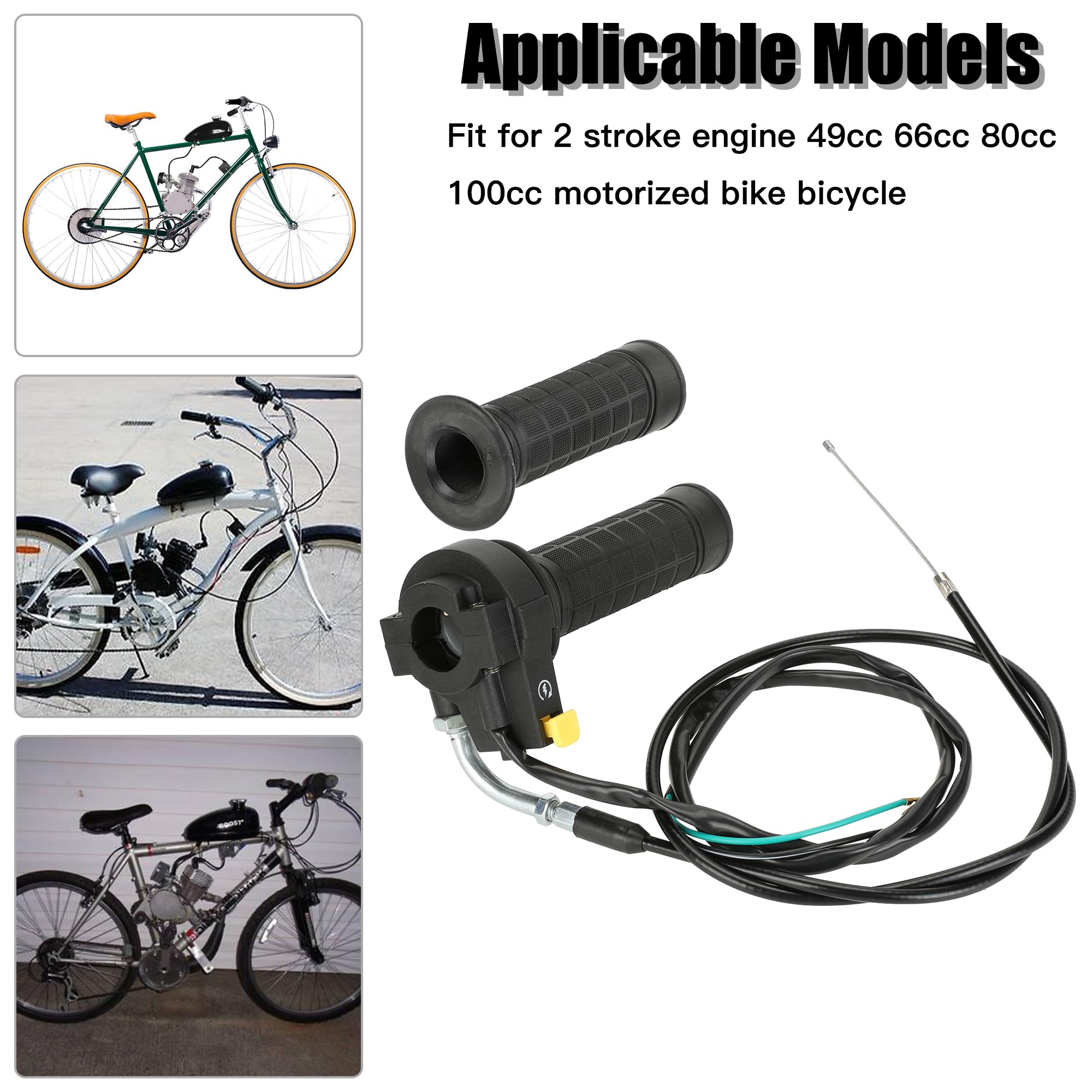 YOXUFA Throttle Cable Assembly Kit for 2-Stroke 49cc-100cc Gas Bikes, 7/8" (22mm), Black, Model YO-BT-22mm