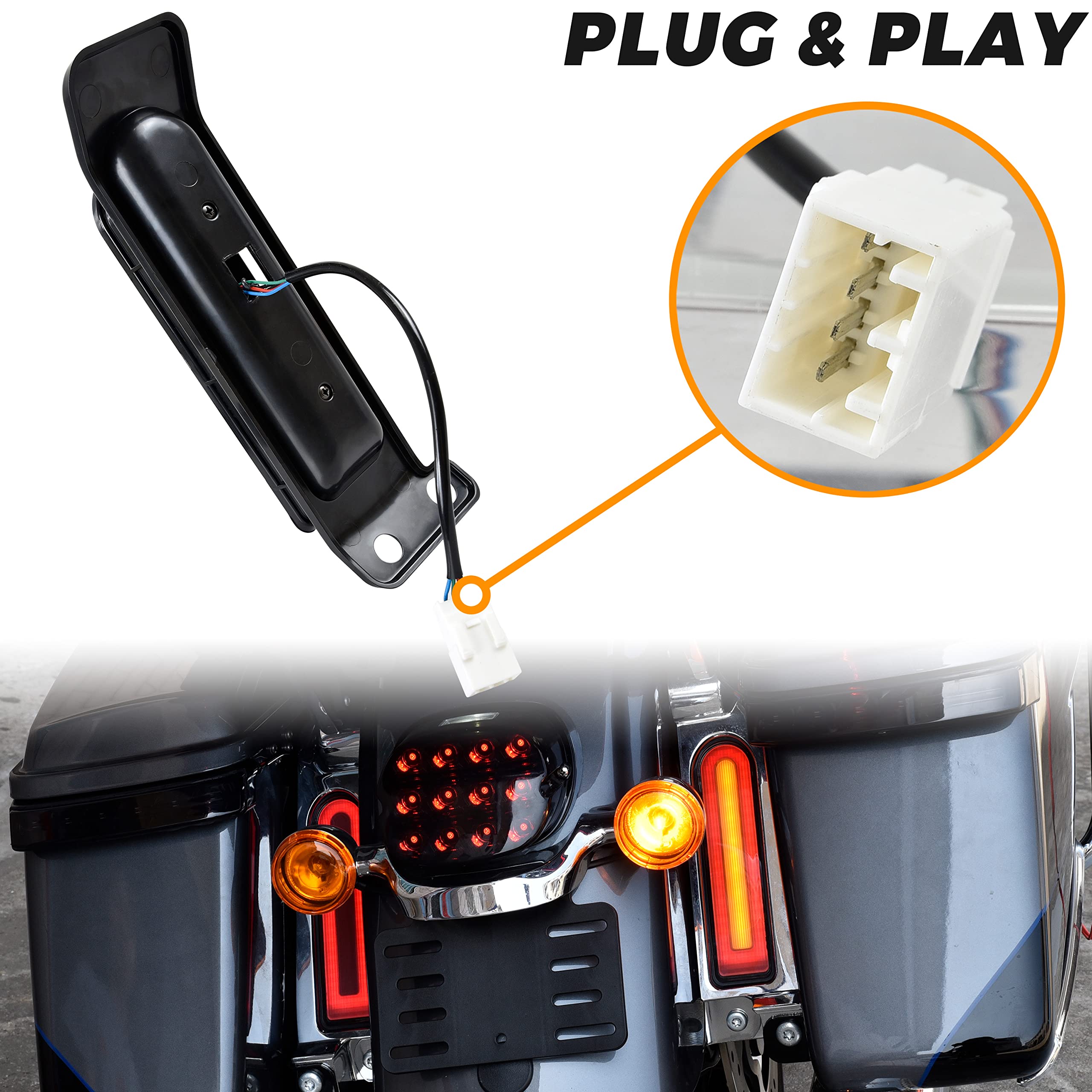 Veisutor Rear Fender Light Saddlebag Side Light For Ultra Fltru 14-22, Auxiliary Led Run Brake Turn Lamps Lights For Harley Road