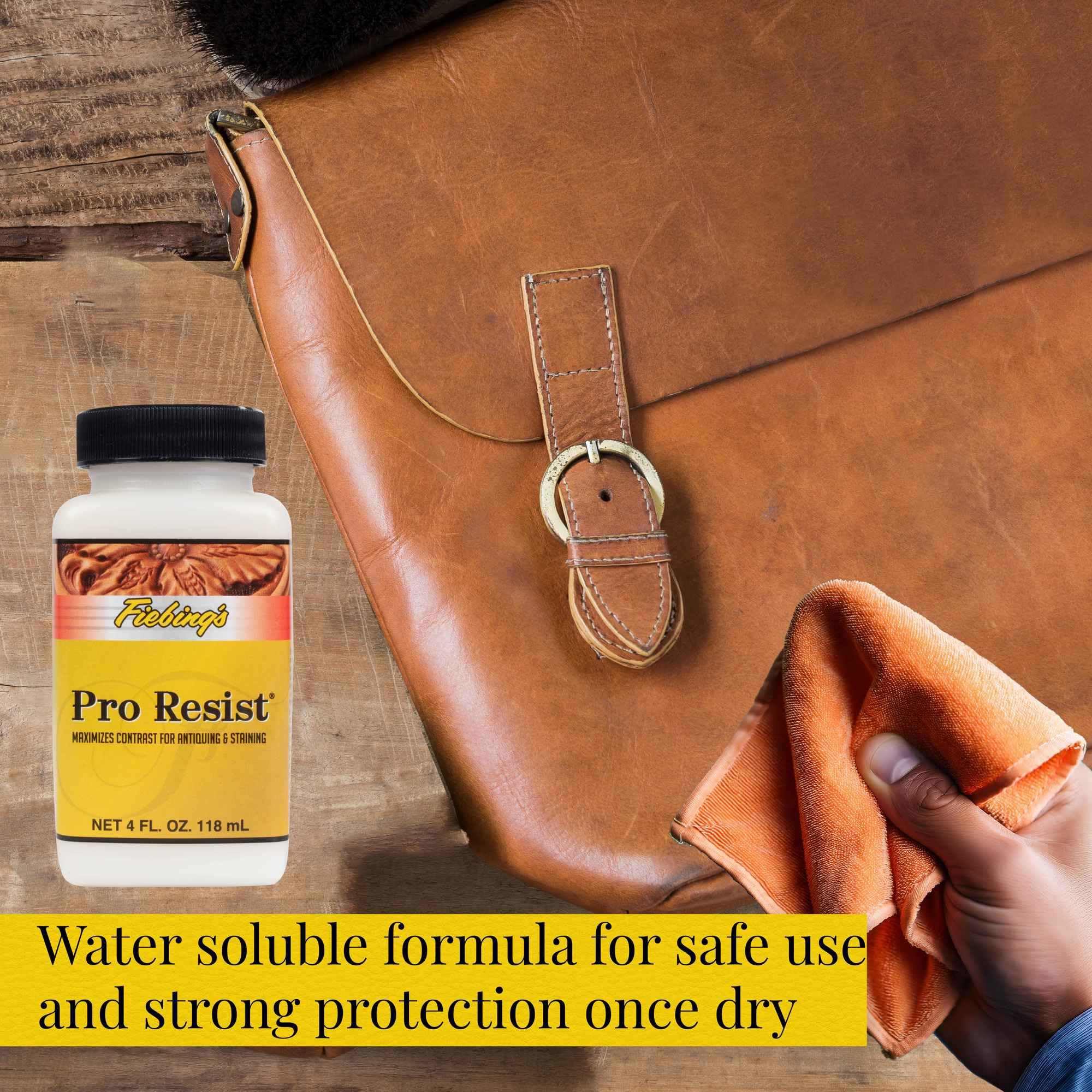 Fiebing's Pro Resist Leather Finish - 4oz Clear Antiquing & Dyeing Enhancer, Resists Moisture, Sun, and Dirt