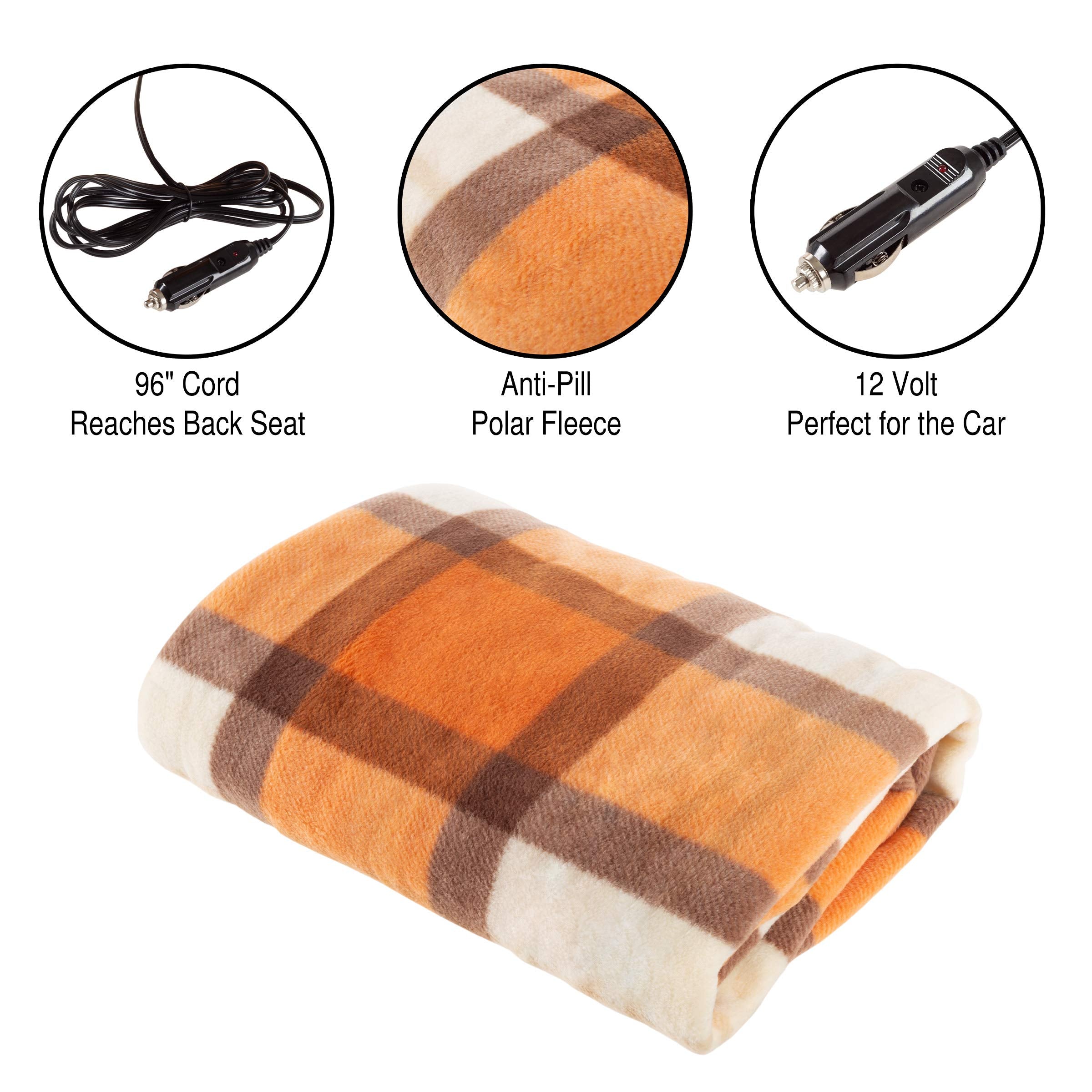 Stalwart Heated Blanket - 12-Volt Electric Blanket For Car, Truck, Suv Or Rv - Portable Winter Car Accessories For Camping Or Tr
