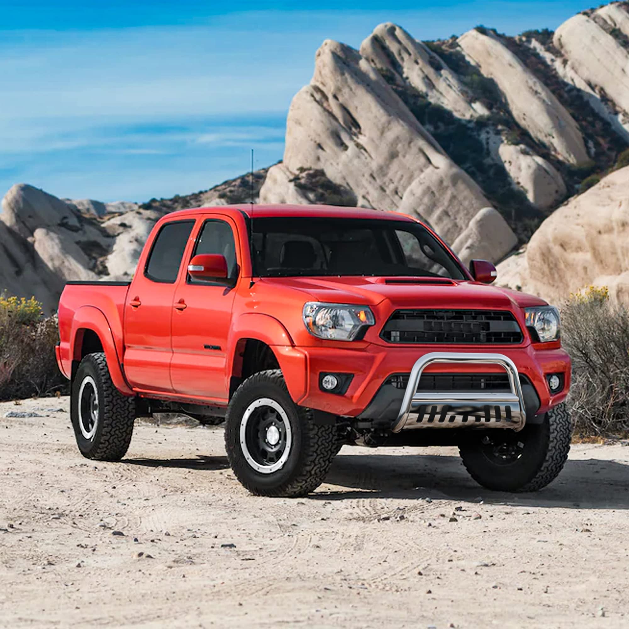 Autosaver88 Bull Bar Compatible For 05-15 Toyota Tacoma 3'' Tube Brush Push Grille Guard Front Bumper (Silver)