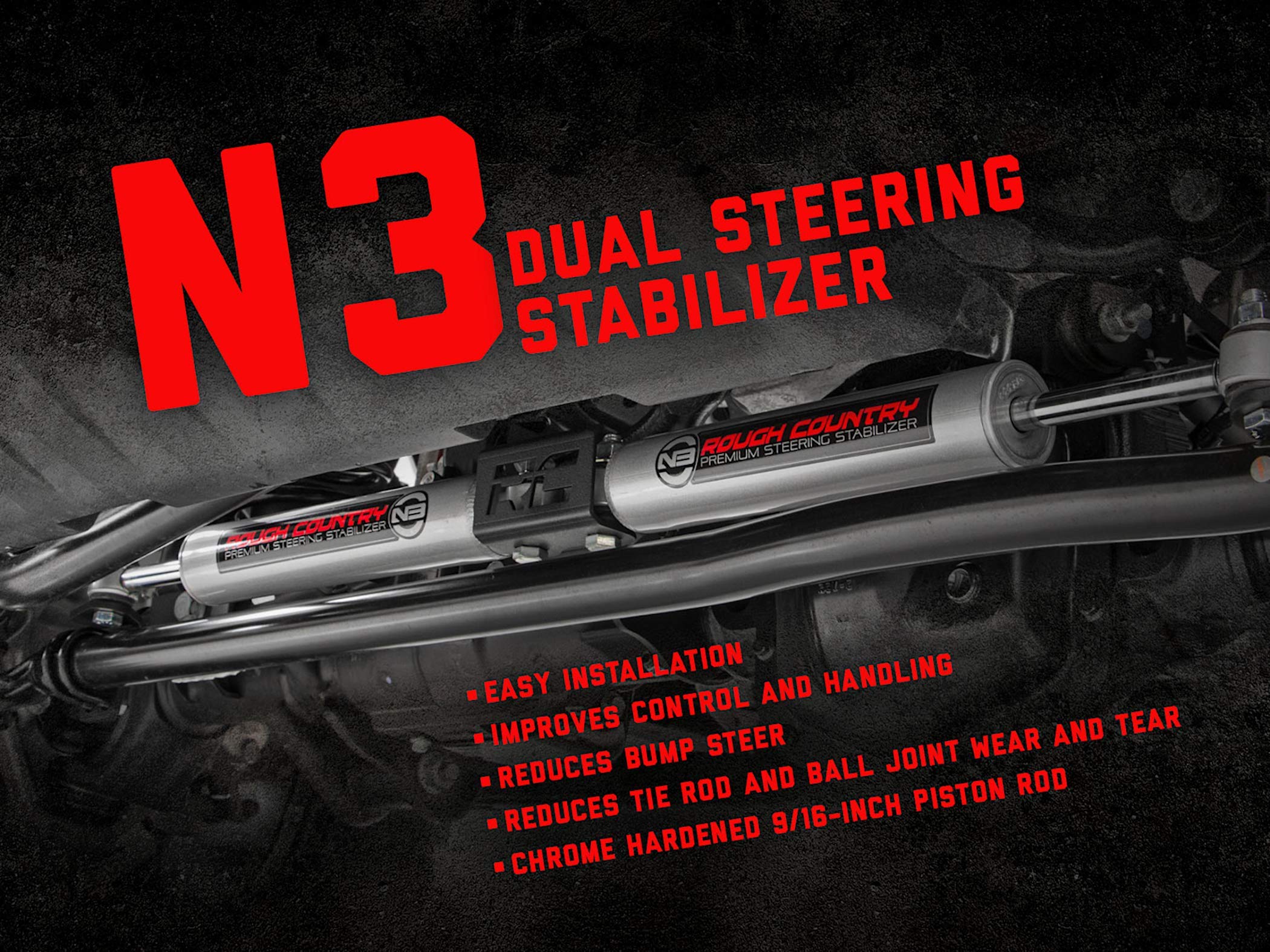 Rough Country N3 Dual Steering Stabilizer For 1999-2004 Super Duty 4Wd - 8749030