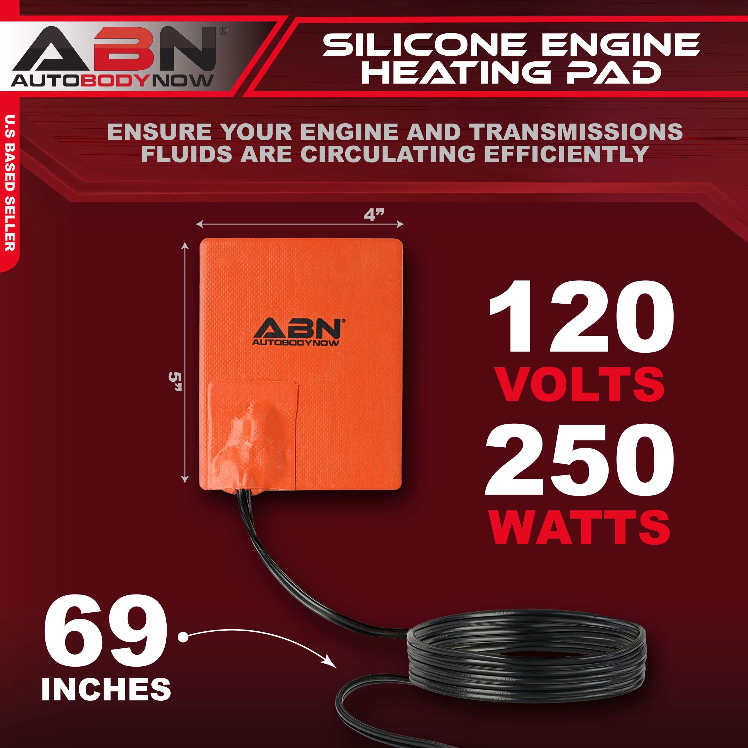 ABN Silicone Heater Pad for Car Battery & Engine Block - 120V 250W, 4x5 Inch