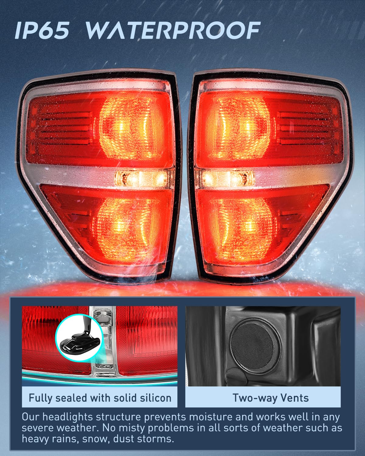 Nilight Taillight Assembly Compatible With 2009 2010 2011 2012 2013 2014 Ford F-150 Pickup Truck Taillights Rear Lamp Replacemen