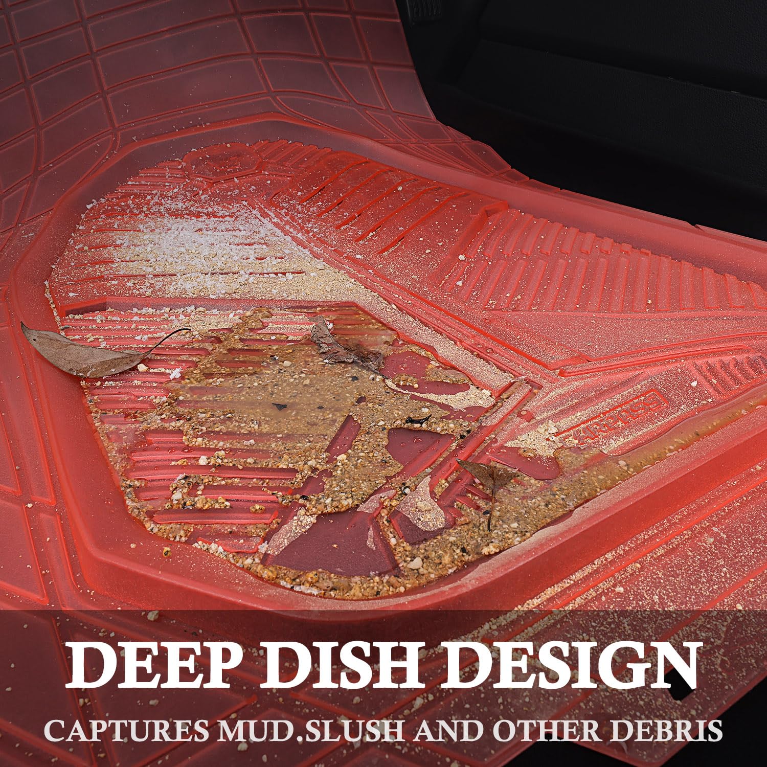 Car Pass Heavy Duty Rubber Car Mats, Deep-Dish All Weather Car Floor Mats Girly For Women, Universal Trim-To-Fit For Suvs Trucks