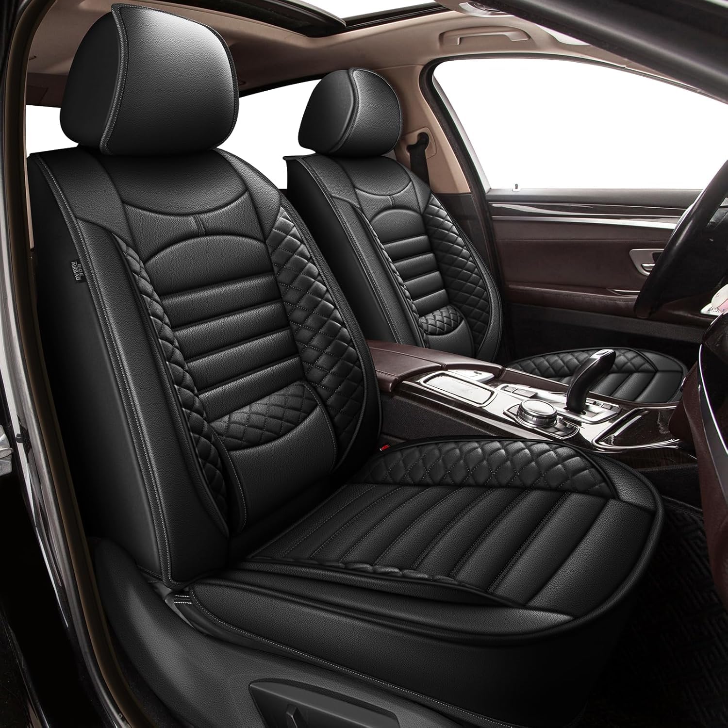 JIAMAOXIN Seat Covers for Nissan Rogue 2010-2025, Full Set 5 Seats Faux Leather Car Seat Cushion Protector Compatible Airbag (5 
