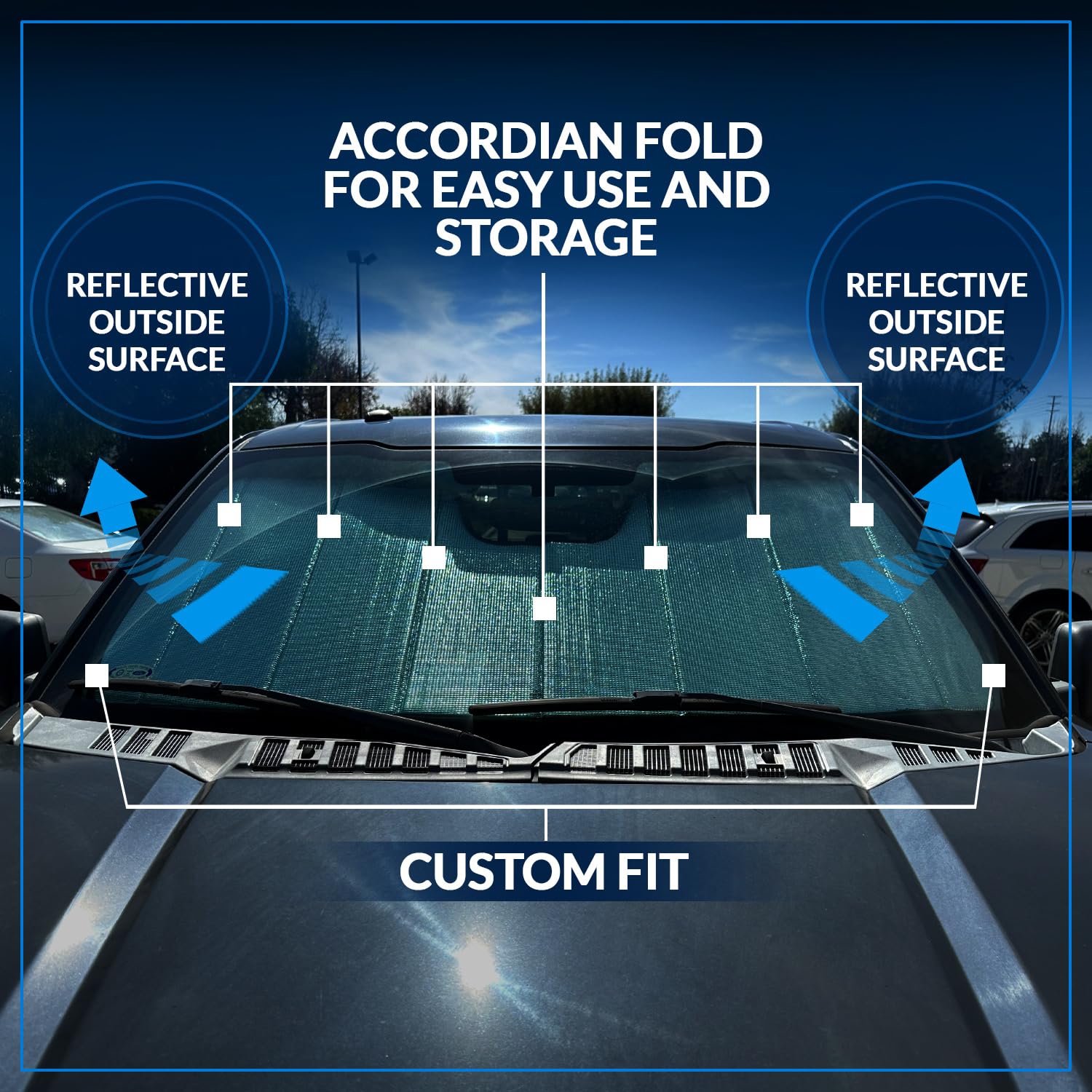 Front Car Windshield Sun Shade Compatible With 2016-2020 Honda Pilot | Custom Fit Visor Accordion Fold Style Sun Protector | Sil