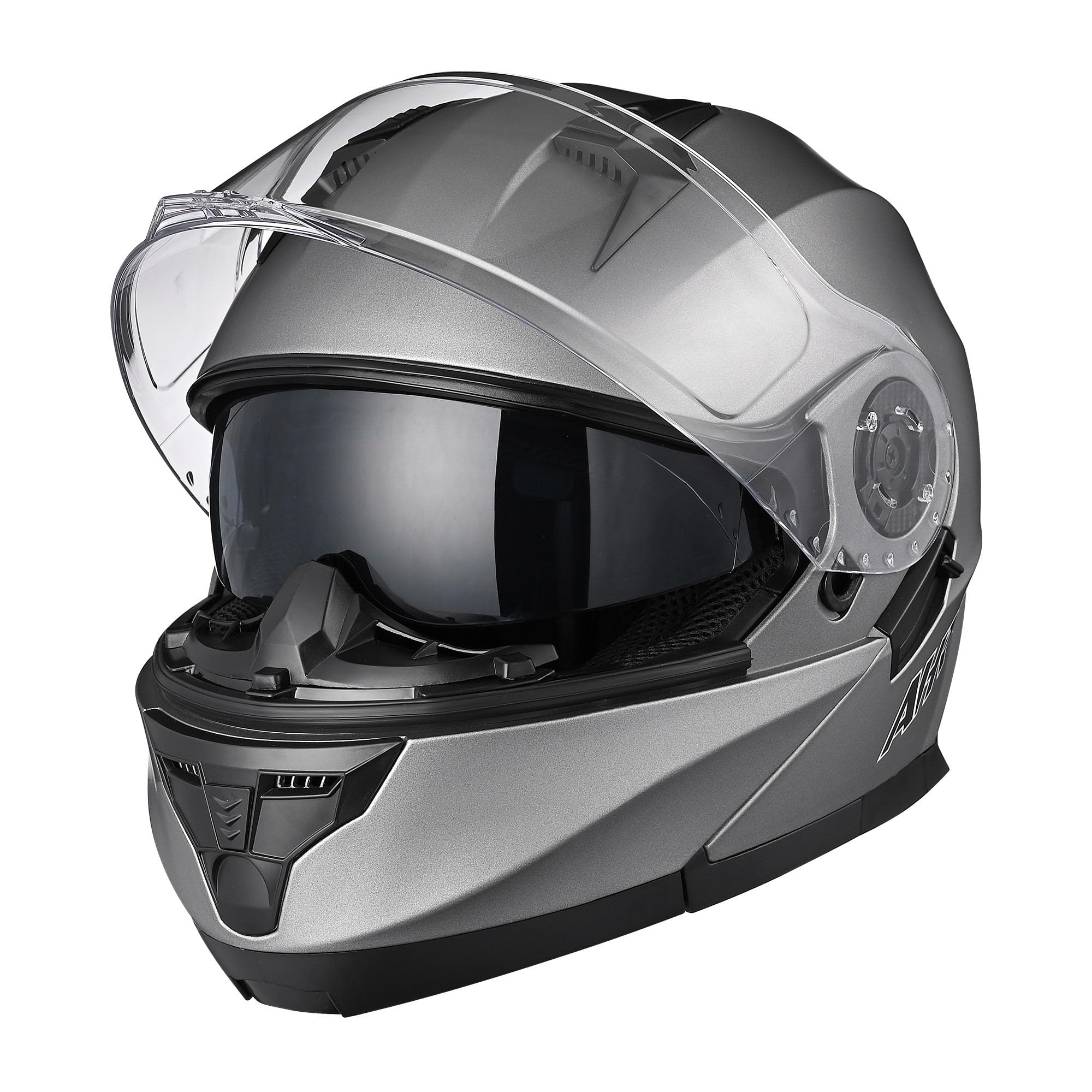 Ahr Motorcycle Helmet Dual Visor Modular Flip Up Full Face Helmet Dot Approved - Ahr Helmet Run-M3 For Adult Motorbike Street Bi