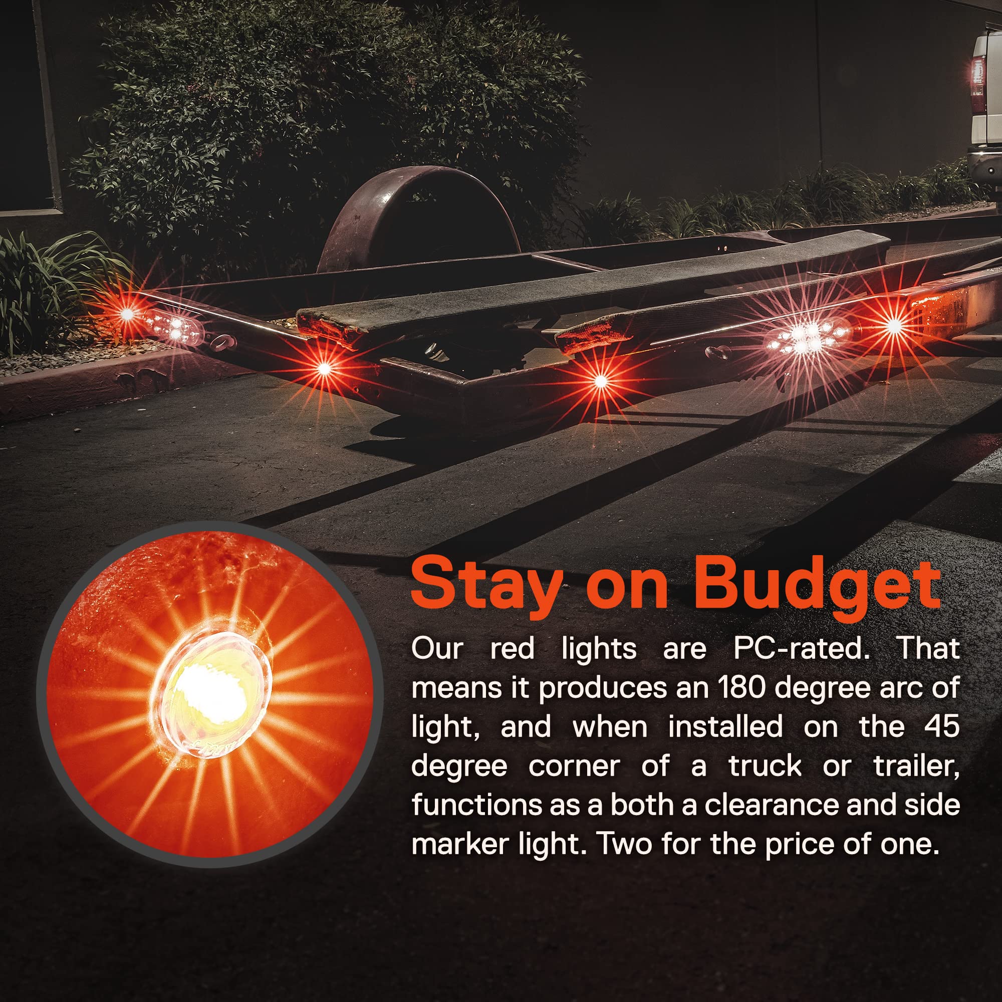 True Mods 10Pc 3/4'' Inch Round Red Trailer 12V Led Marker Light [Dot Fmvss 108] [Sae P2Pc] [Semi-Spherical Output] [Ip67 Waterp