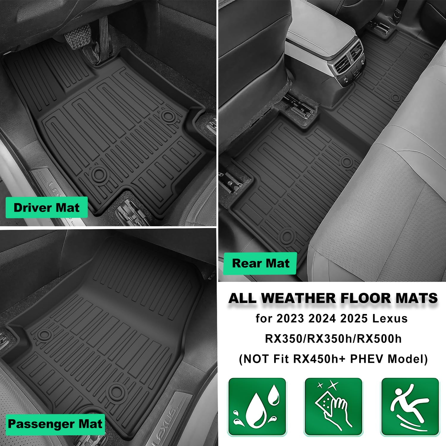 Original 2023-2025 Rx Floor Mats For Lexus Rx350/Rx350H/Rx500H (Not Fit Rx450H+ Phev Model) - Custom Fit Tpe Floor Liners - All