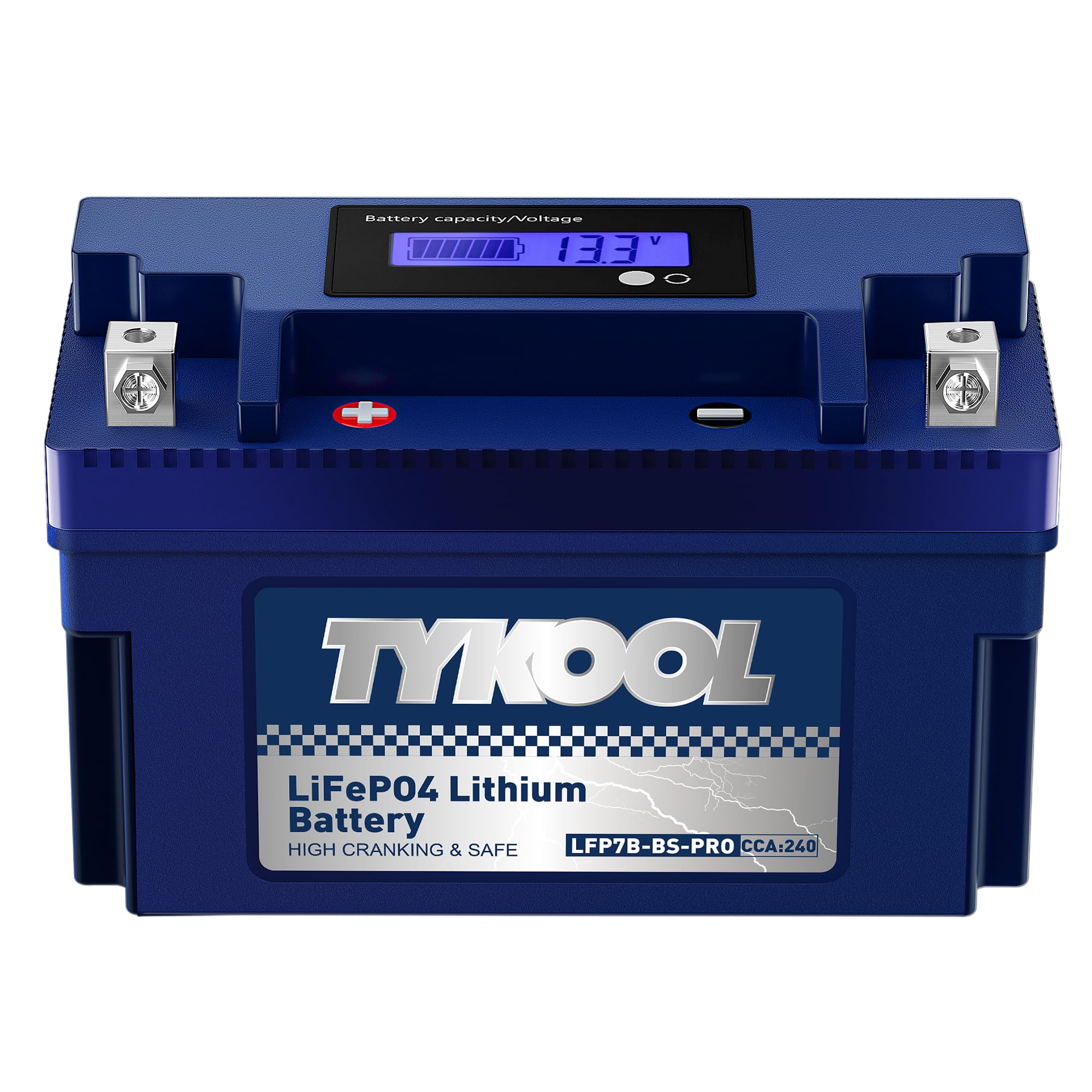 TYKOOL YT7B-BS, 240 CCA, 3X Cranking Amps,5X Life, High Performance Lithium LiFePO4 Motorcycle Battery,12V 4Ah,Fits for ATV,Fits