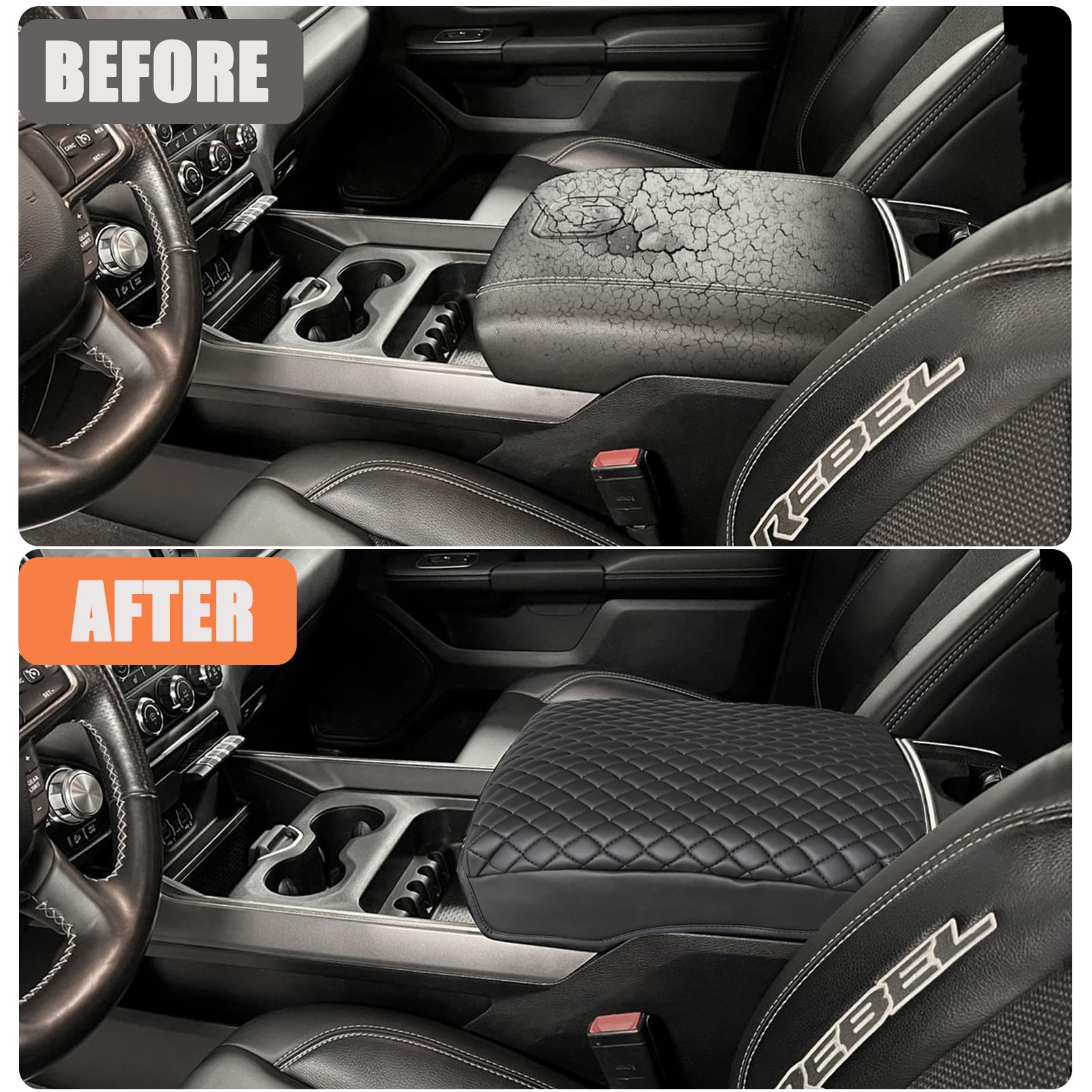 ANMOSVO for Dodge RAM Center Console Cover - 2019-2024 2025 Dodge RAM 1500 2500 3500 Armrest Cushion Cover for Dodge Ram 1500 25