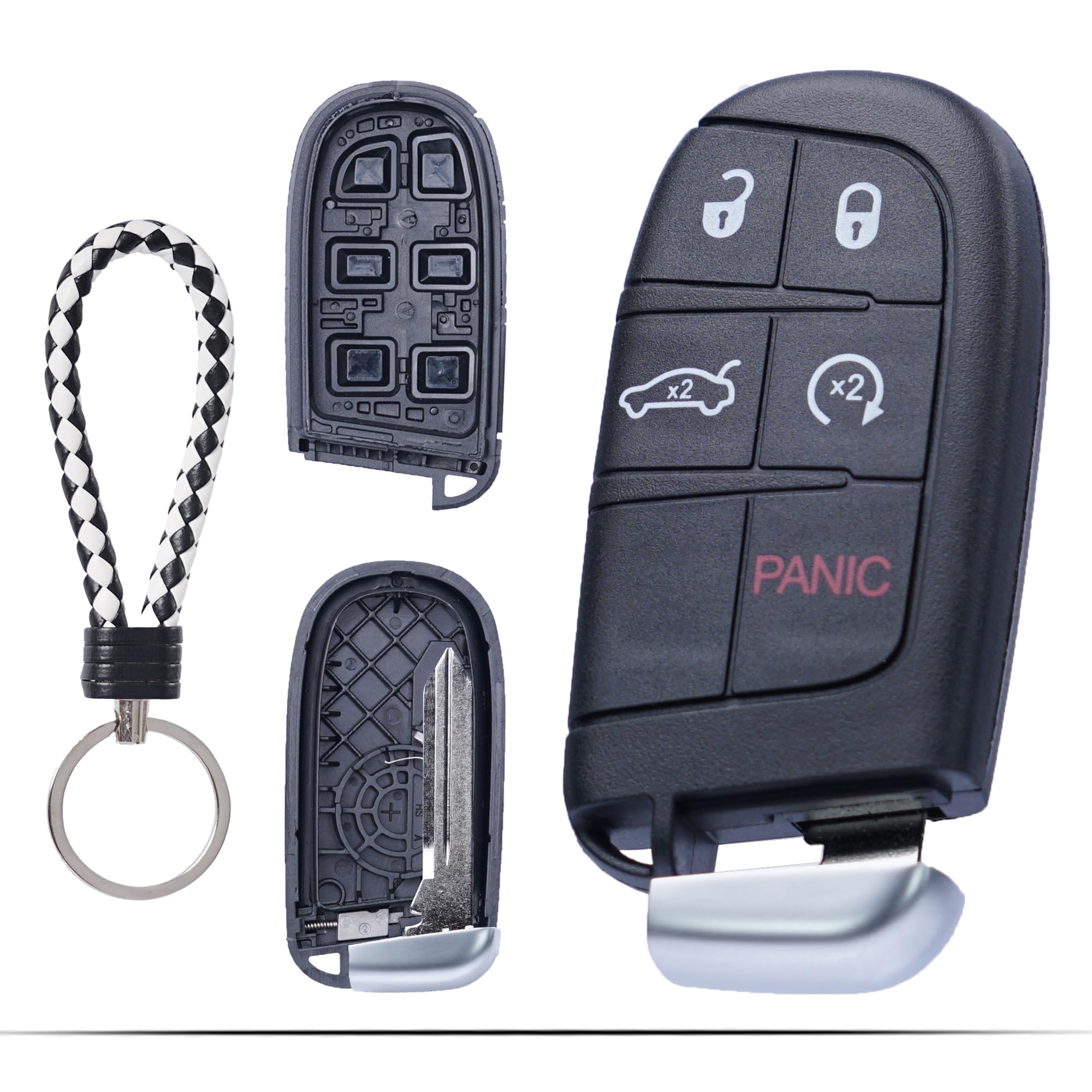 MechanMagic Key Fob Shell Case Compatible with 2014-2020 Jeep Grand Cherokee Compass Dodge Dart Durango Journey Chrysler 200 300