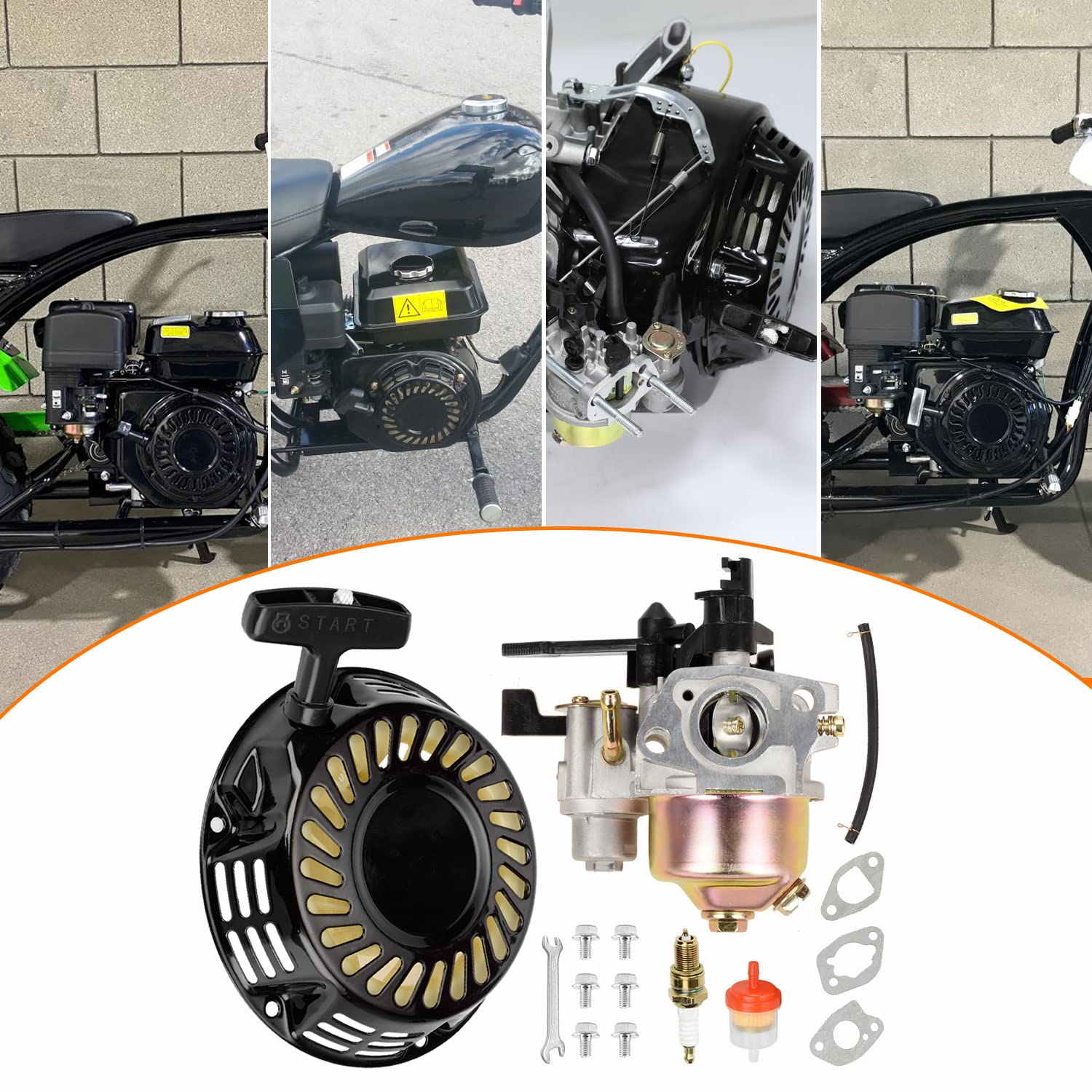 Fvrito Pull Recoil Starter Carburetor Carb For Predator 212Cc 196Cc 6.5Hp Baja Massimo Mb165 Mb200 Coleman Ct200U Trail Bt200X M