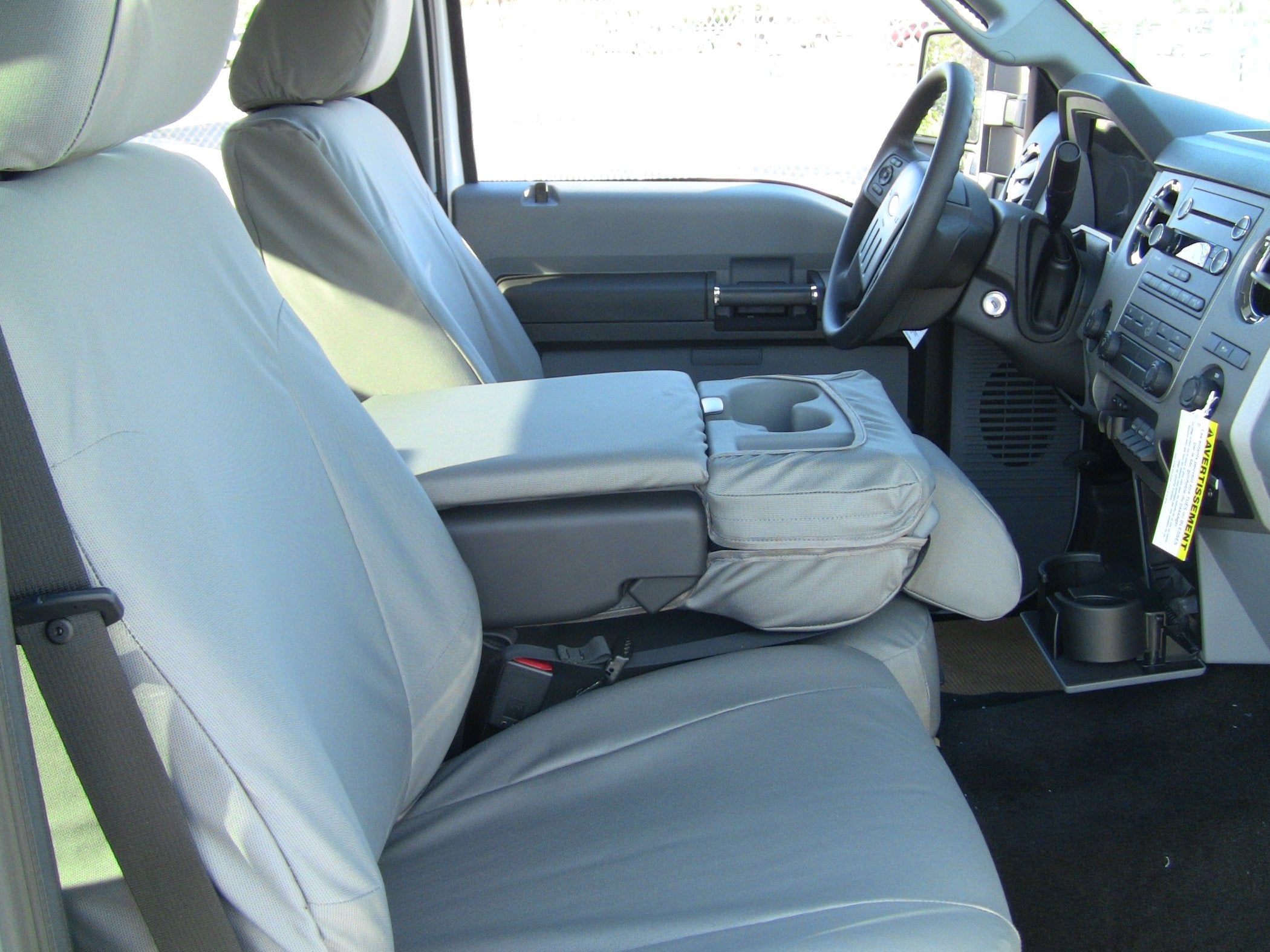 Durafit Seat Covers Front Seat Covers for 2011-2014 Ford F150-F550, Gray, 40/20/40 Split Seat with Console and Integrated Seat Belt