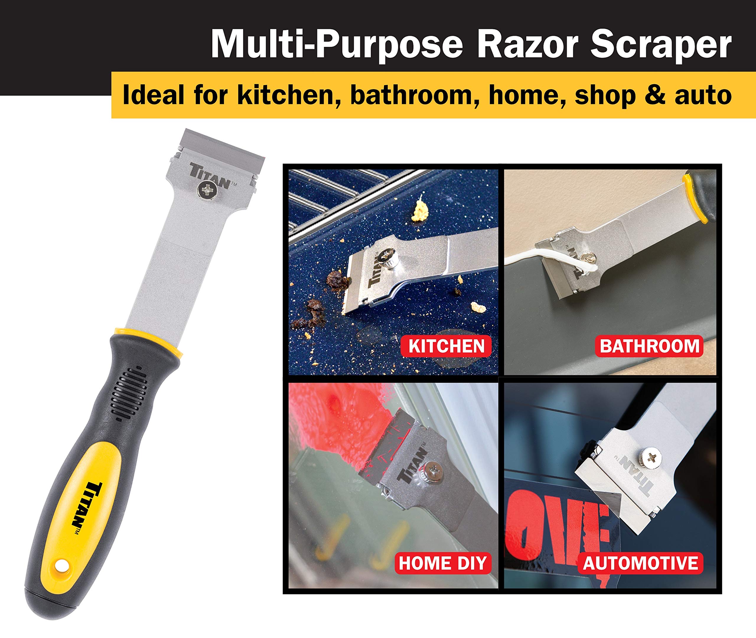 Titan 11030 9-1/4-Inch Multi-Purpose Razor Scraper | Includes 1 Extra Heavy-Duty Razor Blade