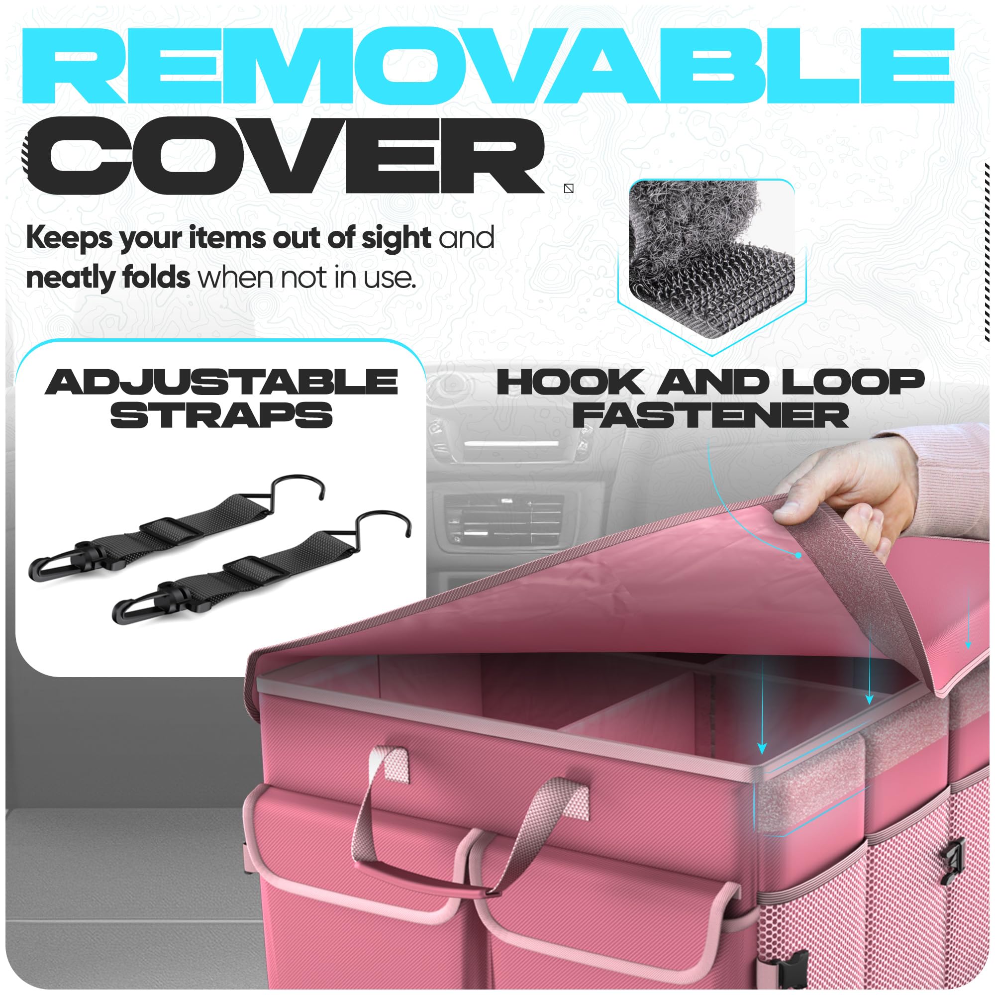 Fortem Car Trunk Organizer, Car Storage Organizer, Collapsible Multi Compartment Car Organizer, Suv Trunk Organizer, Non Slip Bo