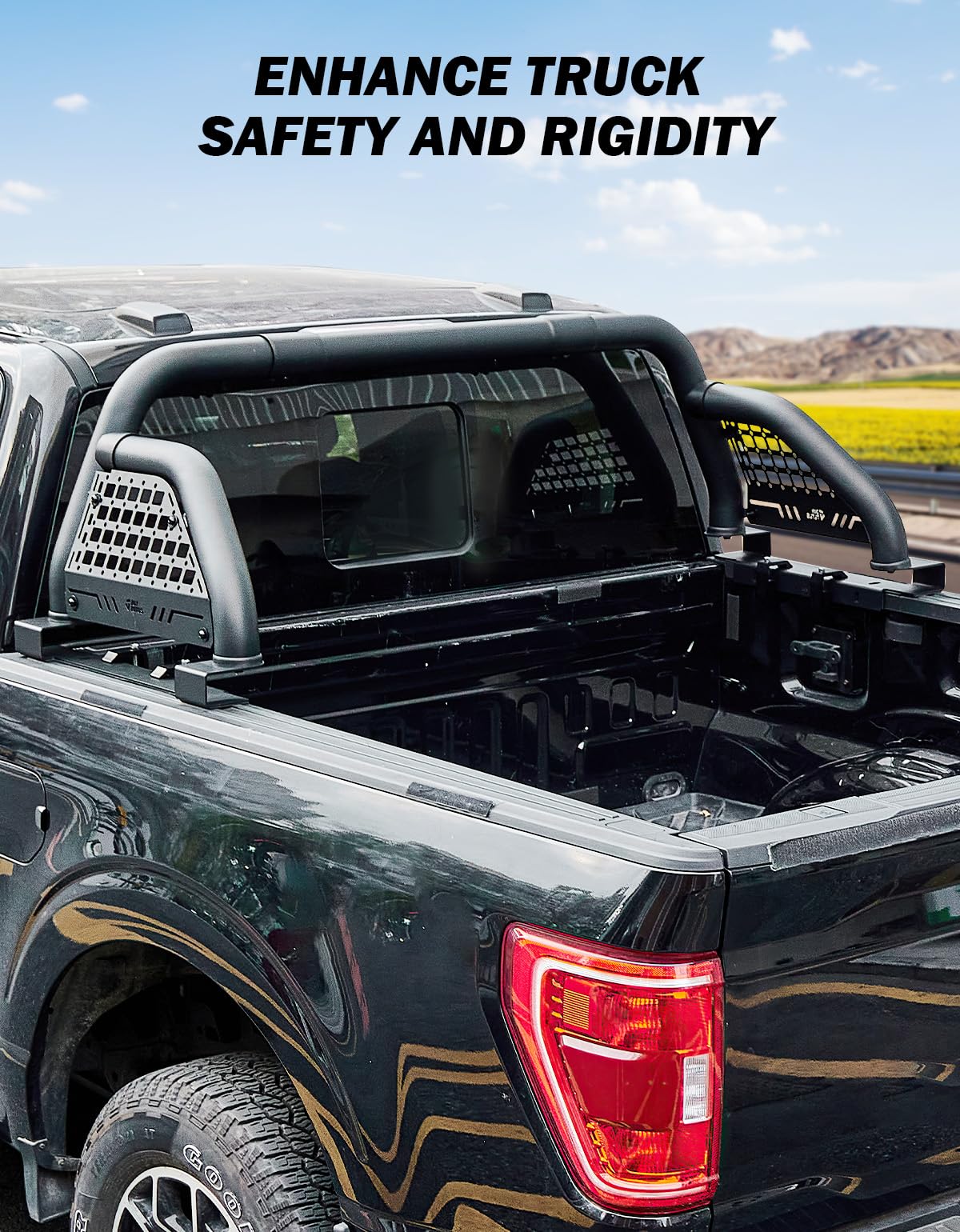 JOYTUTUS Roll Bar for Full-Size Truck Adjustable Chase Rack Pickup Sport Bar Compatible with F150, F250, F350, Silverado, Sierra