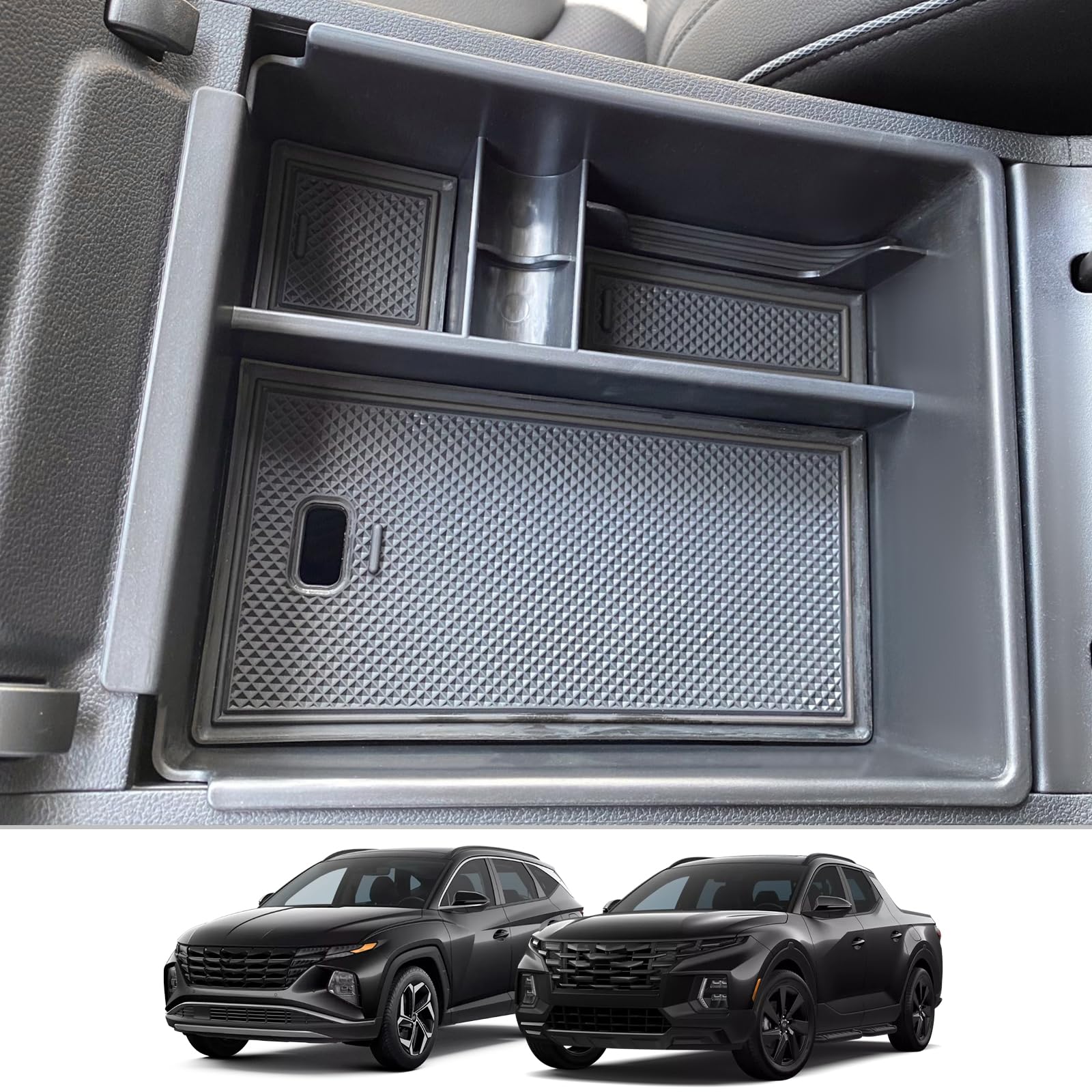 CDEFG Center Console Organizer Tray for 2022 2023 2024 Santa Cruz 2024 Tucson Limited Hybrid SEL Armrest Storage Box Tray 2022 2