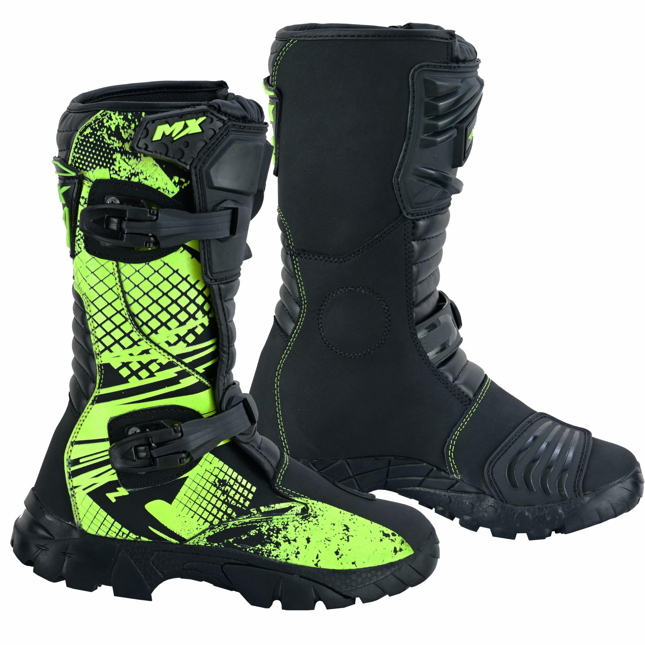 PROFIRST Motorcycle kids boots Motorbike Waterproof shoes Motorcross Dirt Blike Riding Biker Boots for kids (Green, USA1)