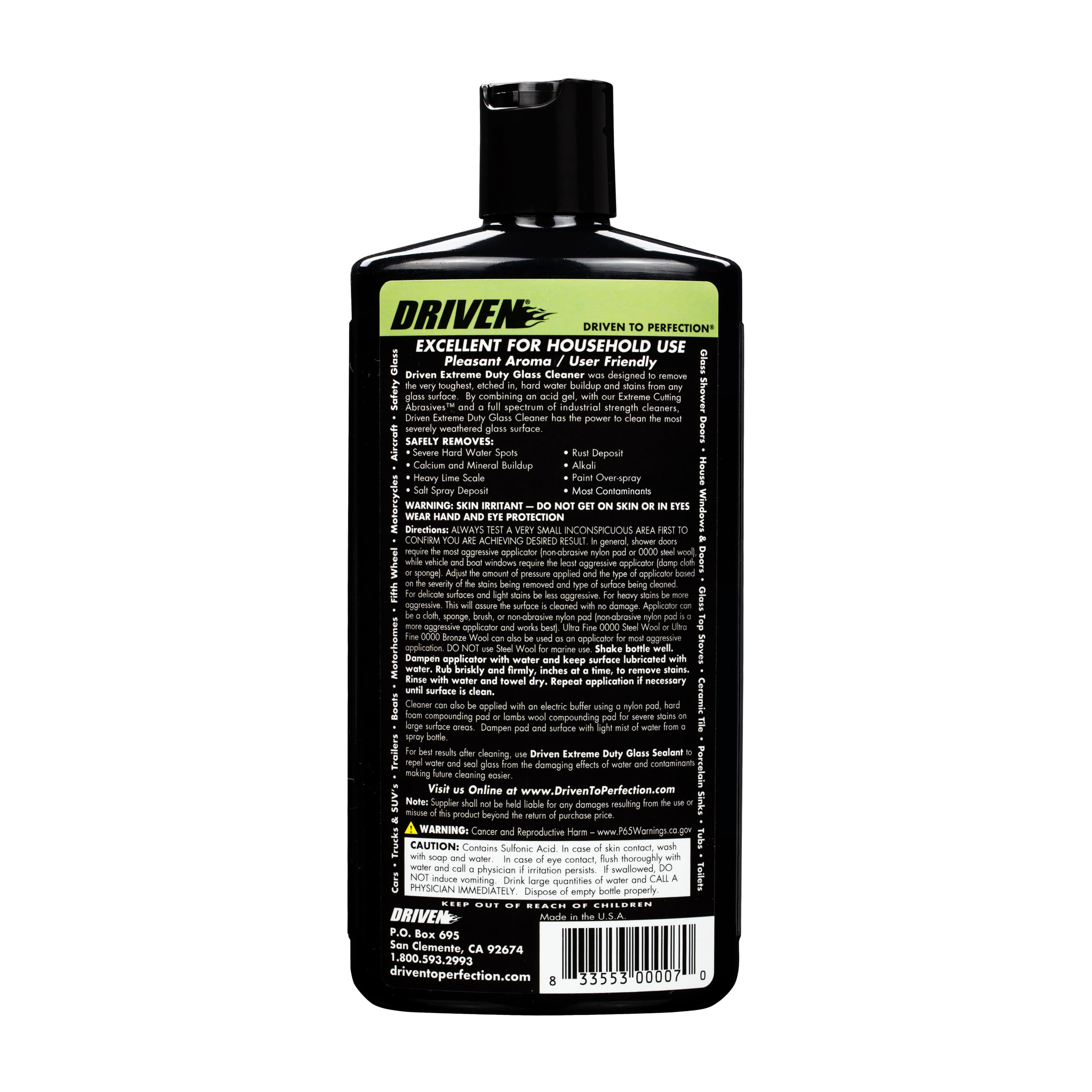 DRIVEN Extreme Duty Glass Cleaner - 16 FL OZ, Green, Model DRIVEN-00007, Streak-Free Formula