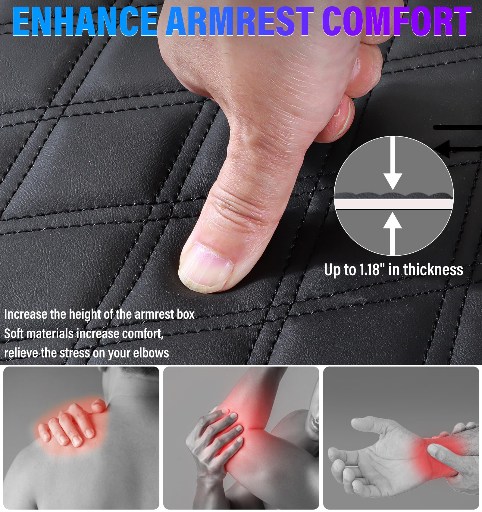 Sinvanho Thickened Center Console Cover with Hidden Pockets for 2015-2025 F150, F250, F350, F450, PU Leather, Jump Seat