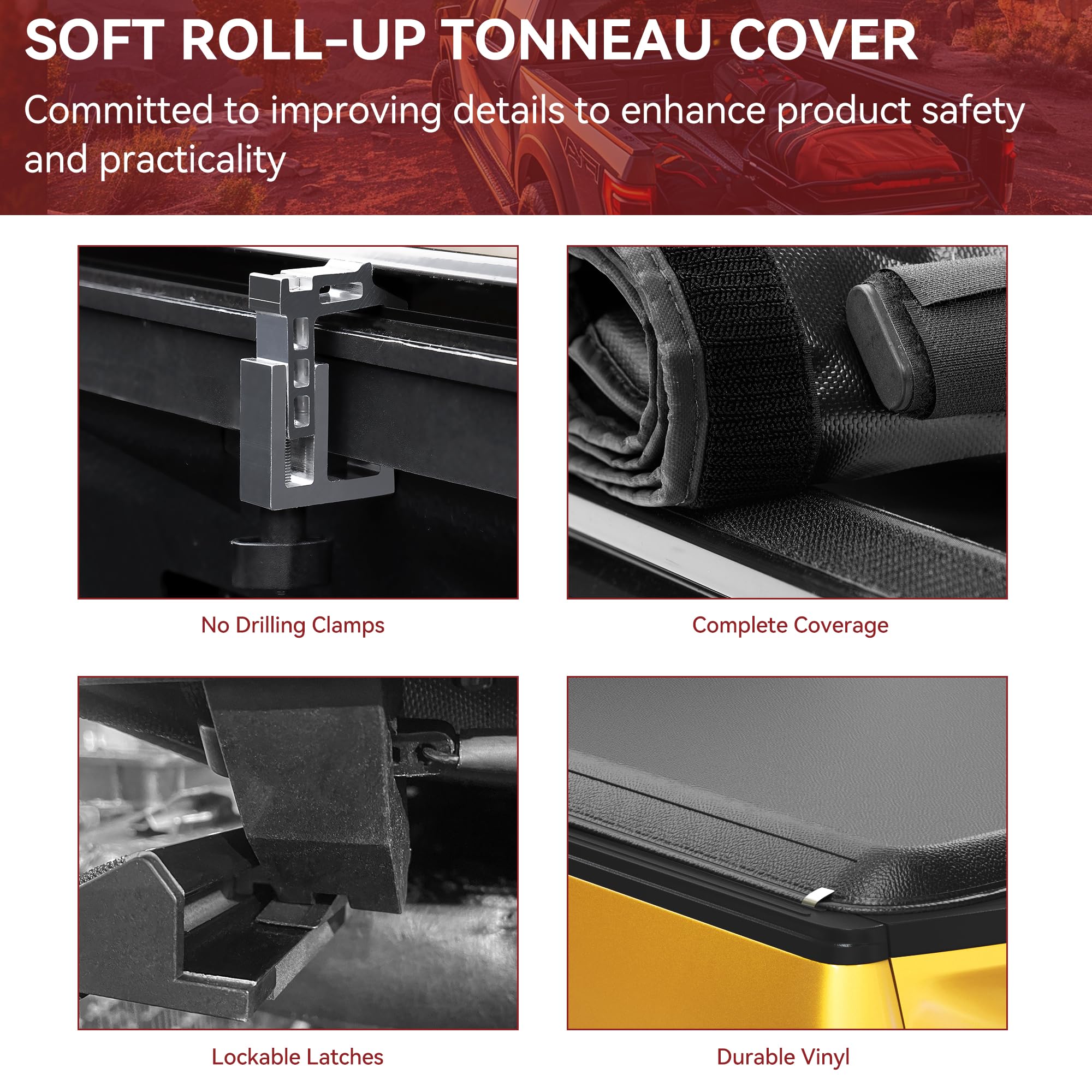 Yitamotor Soft Roll Up Truck Bed Tonneau Cover Compatible With 2015-2025 Chevy Colorado/Gmc Canyon, Fleetside 5.2 Ft Bed