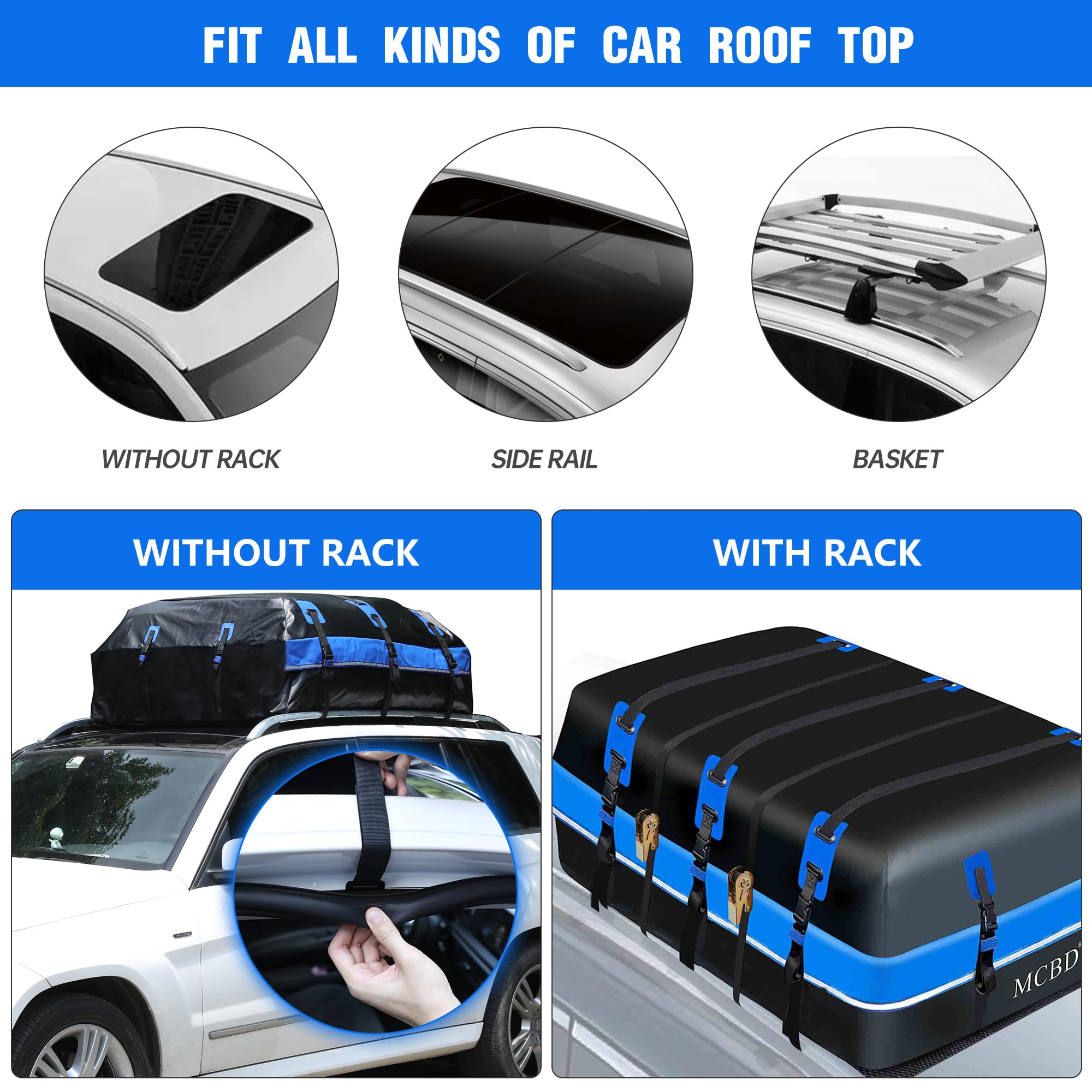 30 Cubic Feet Rooftop Cargo Carrier Bag, Waterproof Soft-Shell Car Roof Bag for All Vehicles SUV with/Without Rack, Car Top Lugg