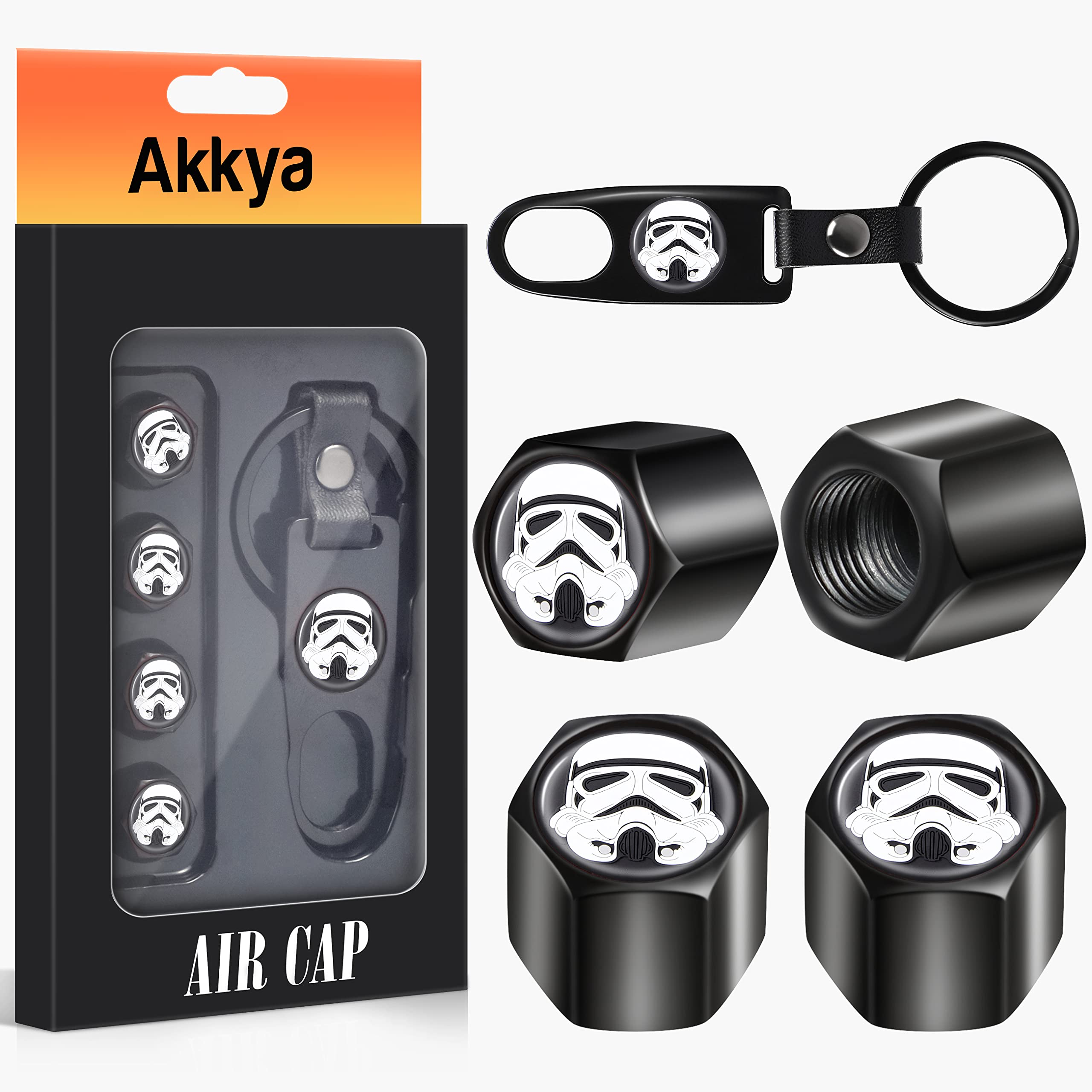 Akkya Tire Valve Stem Caps Cover For Car Bike Bicycle Motorcycles Tractors Mountain Bikes Trucks Cow Pattern Metal Chrome Tire A