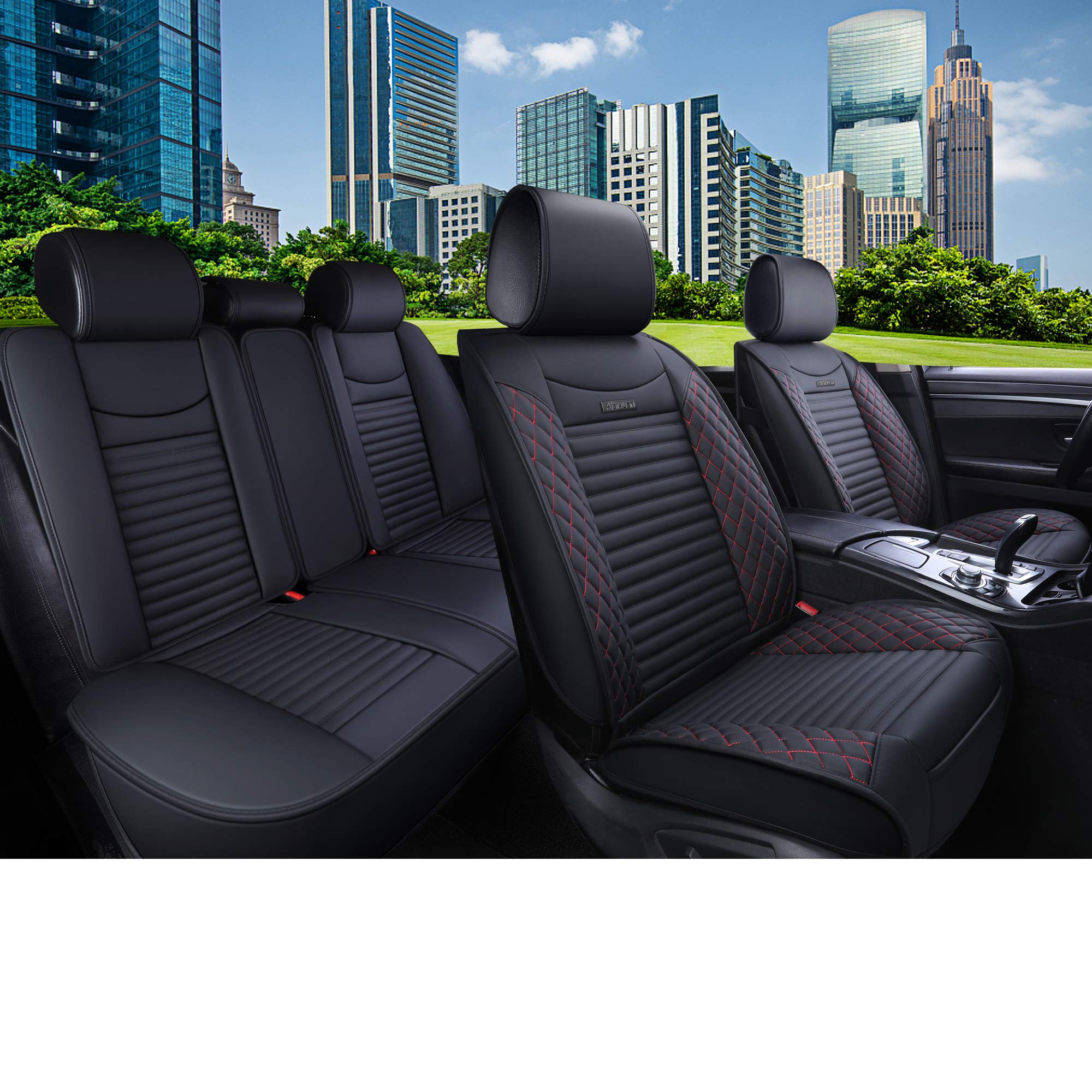 Aierxuan 5 Car Seat Covers Full Set Waterproof Leather Universal Fit for Toyota Highlander Corolla Acura Honda Civic Accord Jeep