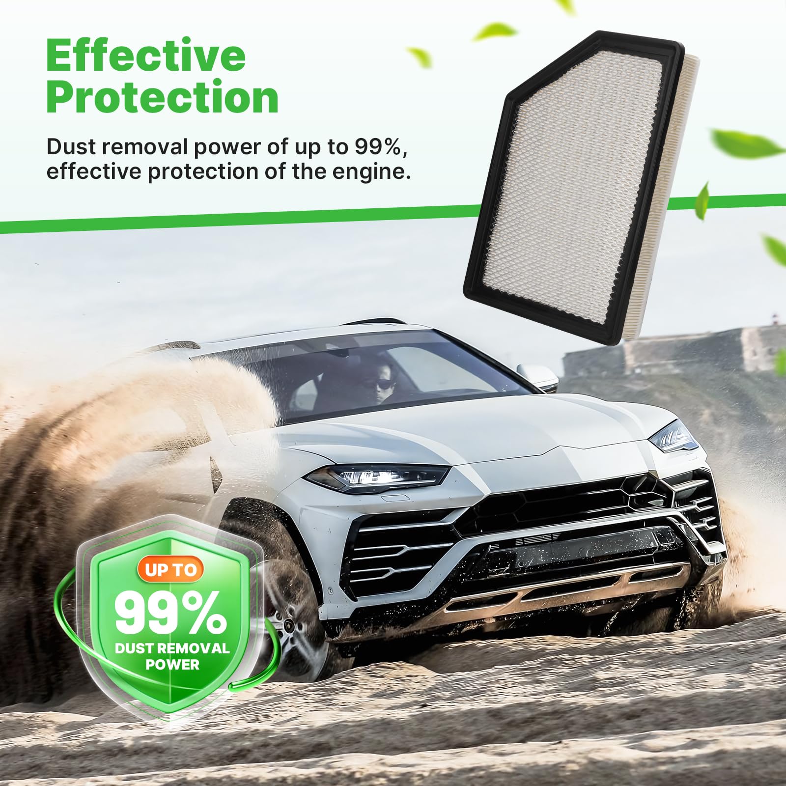 RVgolf 2PCS Engine Air Filter Fit for Chevrolet Silverado 2500HD/3500HD 2020-2025, GMC Sierra 2500 HD/3500 HD 2020-2025 6.6L Dur